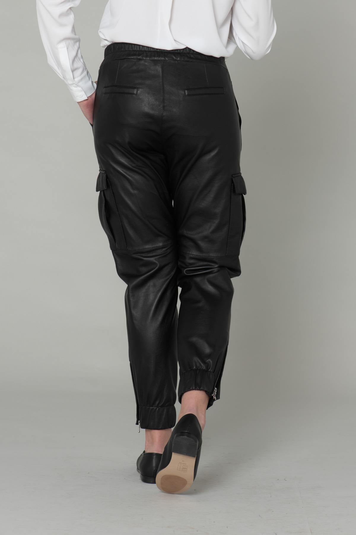 Black leather battle style pants - Image n°8