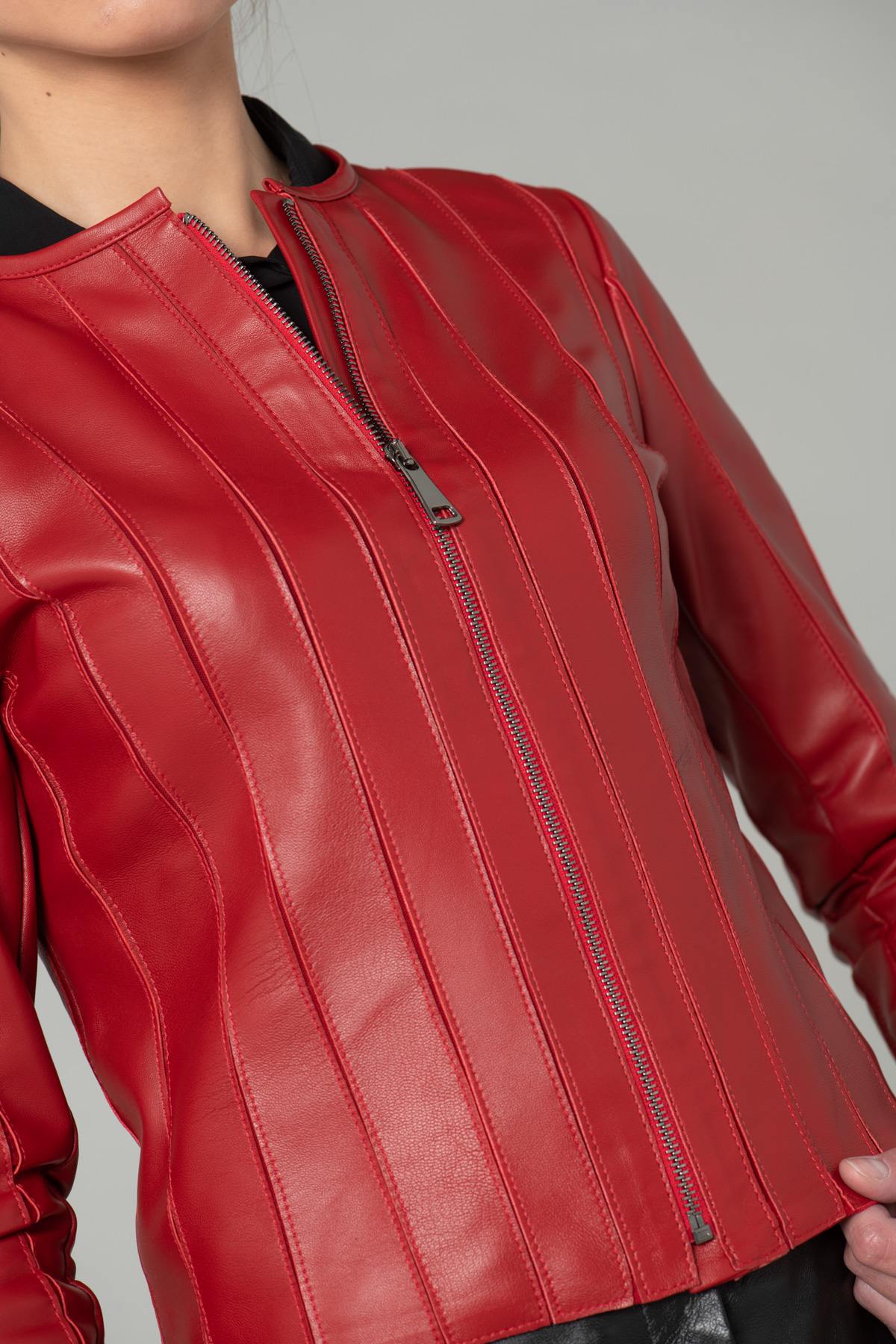 Red Genuine Leather Spencer - Image n°7