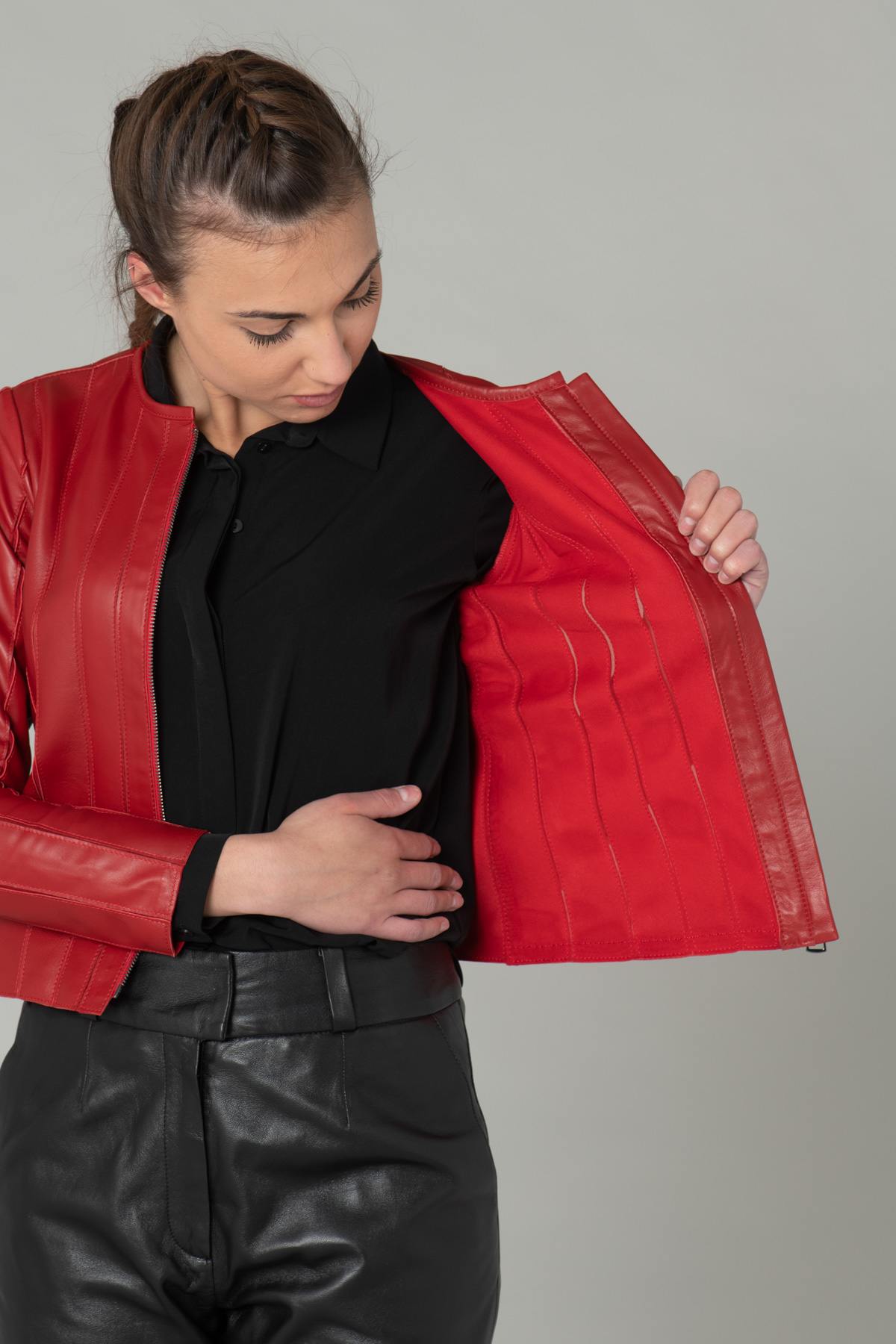 Red Genuine Leather Spencer - Image n°4