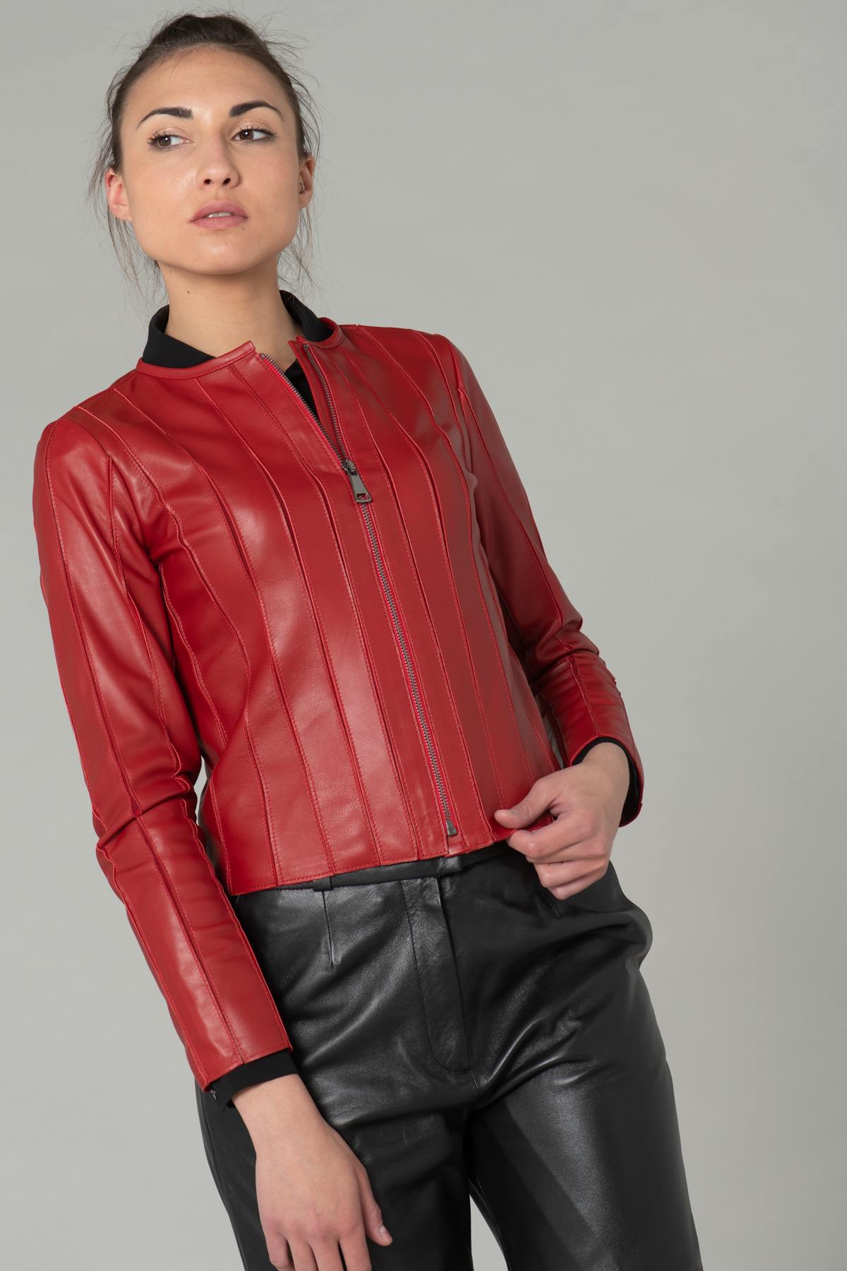 Red Genuine Leather Spencer - Image n°5