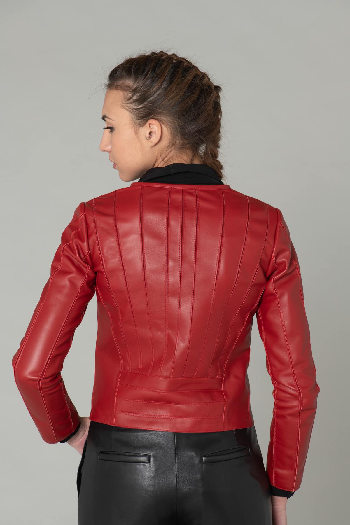 Red Genuine Leather Spencer - Image n°6