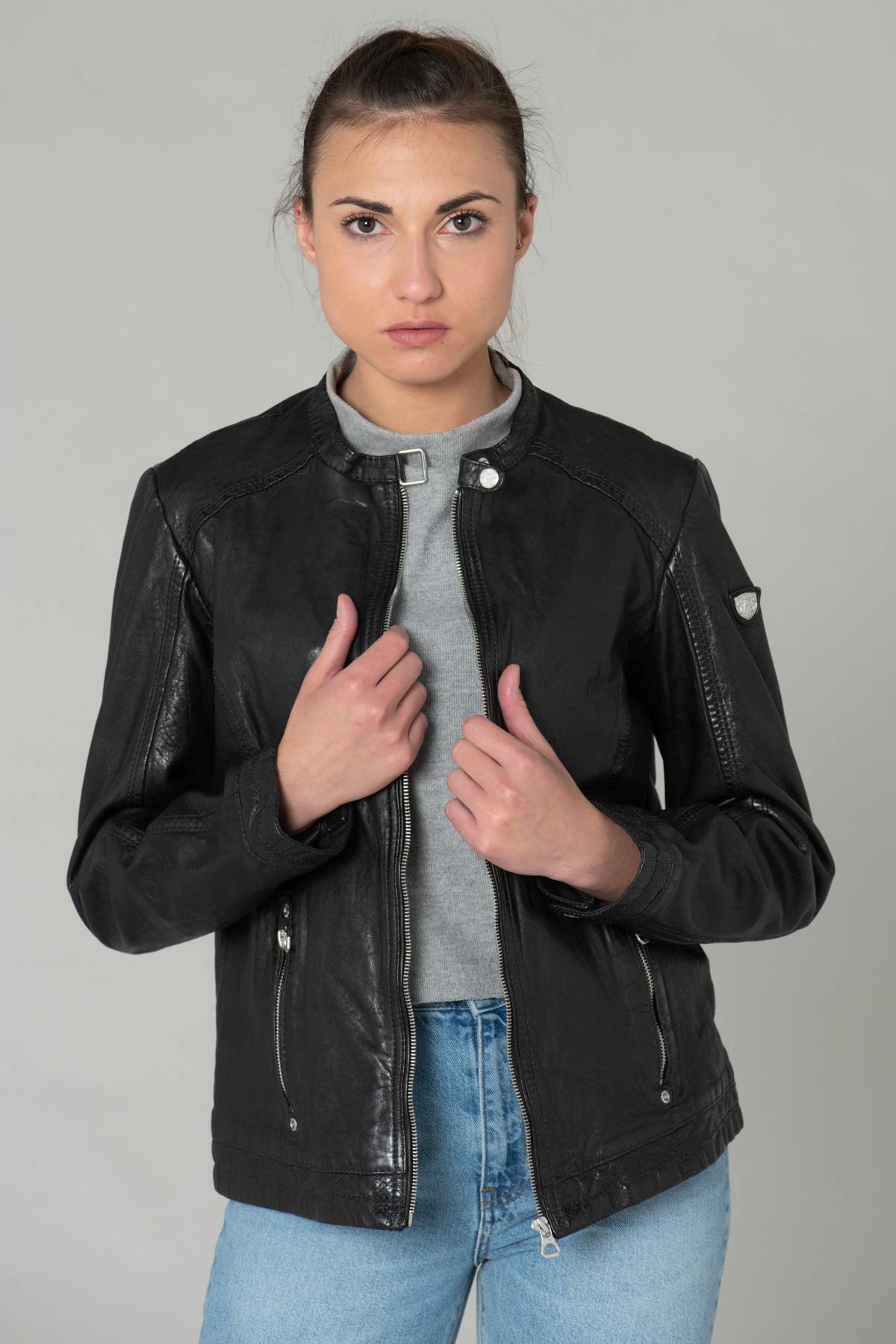 Lambskin biker jacket - Image n°1