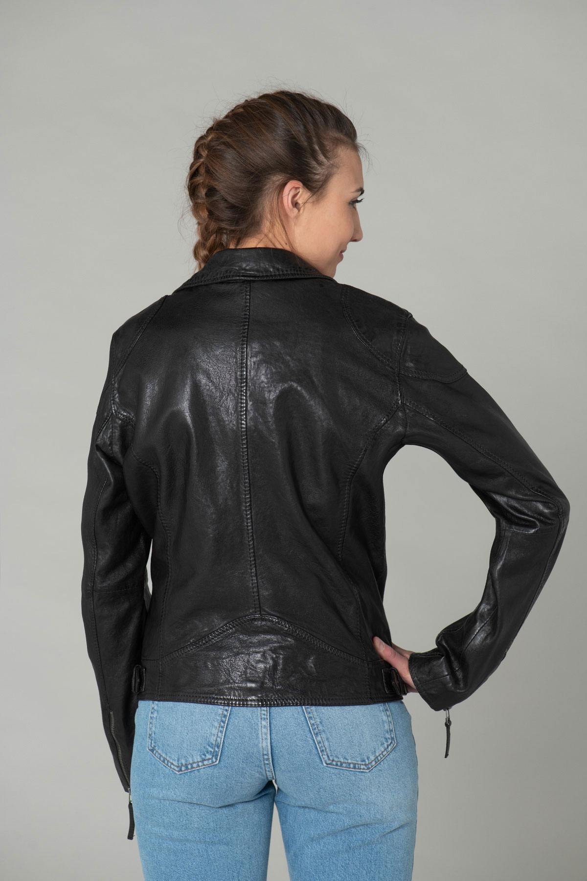 Perfecto style jacket in vegetable lambskin - Image n°5