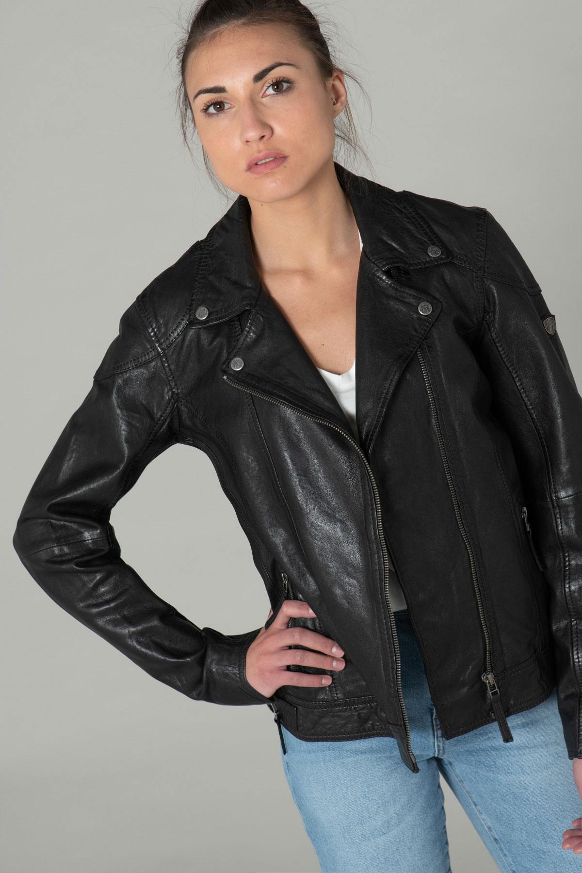 Perfecto style jacket in vegetable lambskin - Image n°1