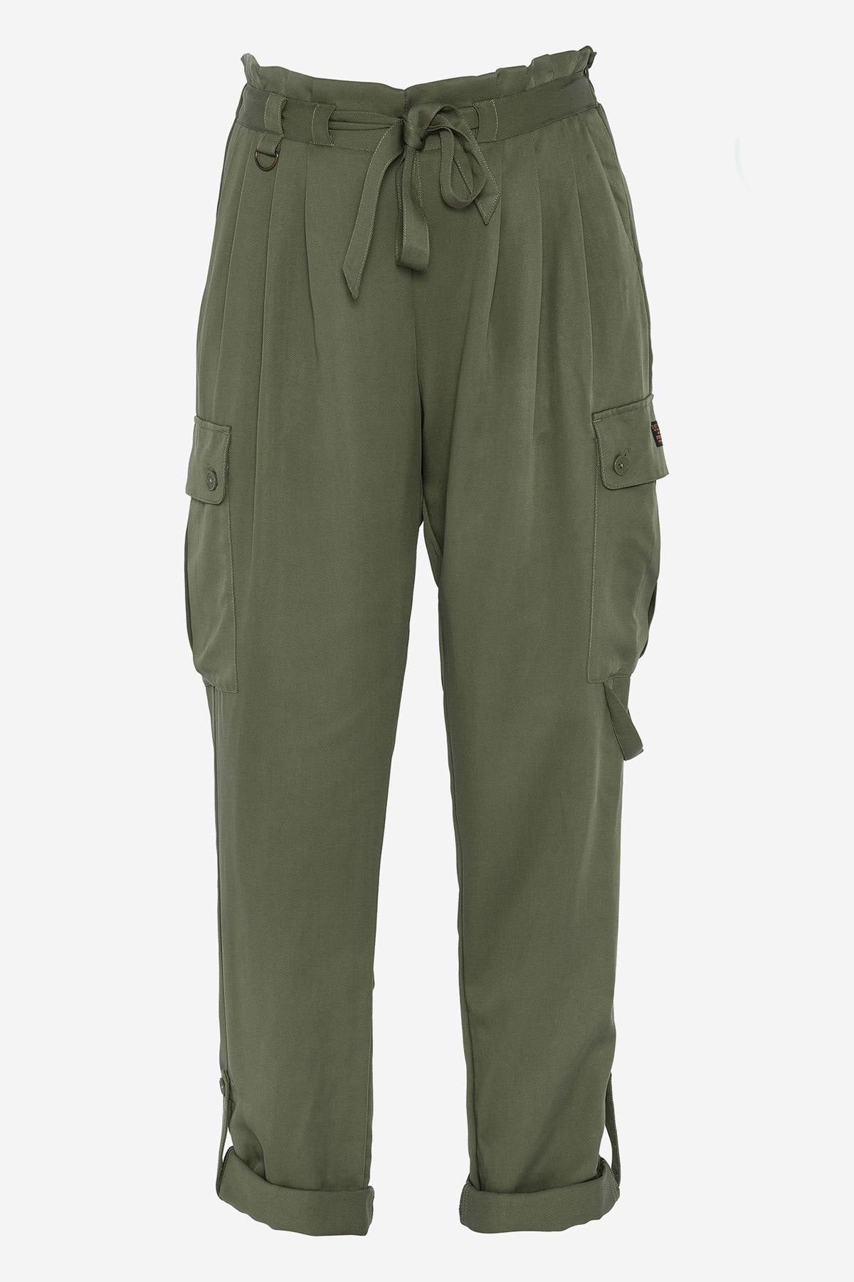 Women's khaki cargo pants - Image n°4