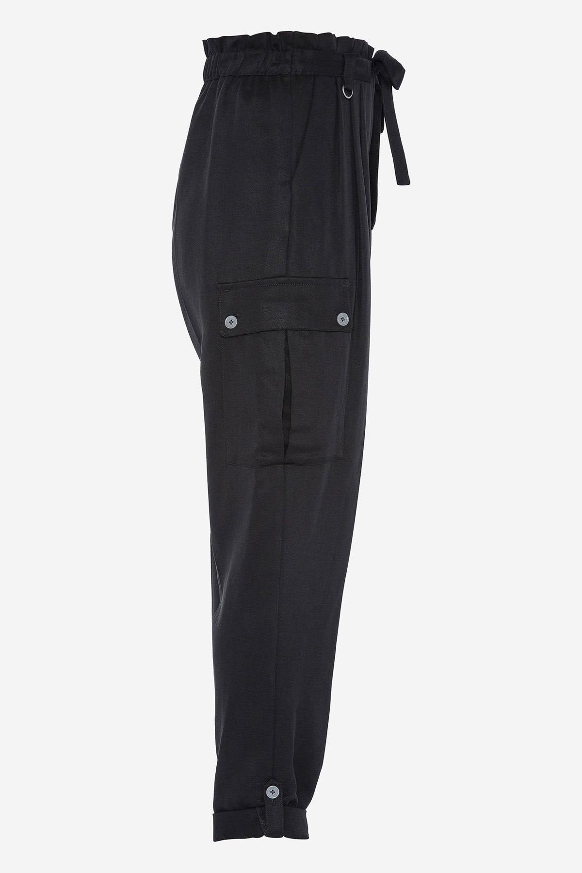 Black paperbag cut cargo pants - Image n°3