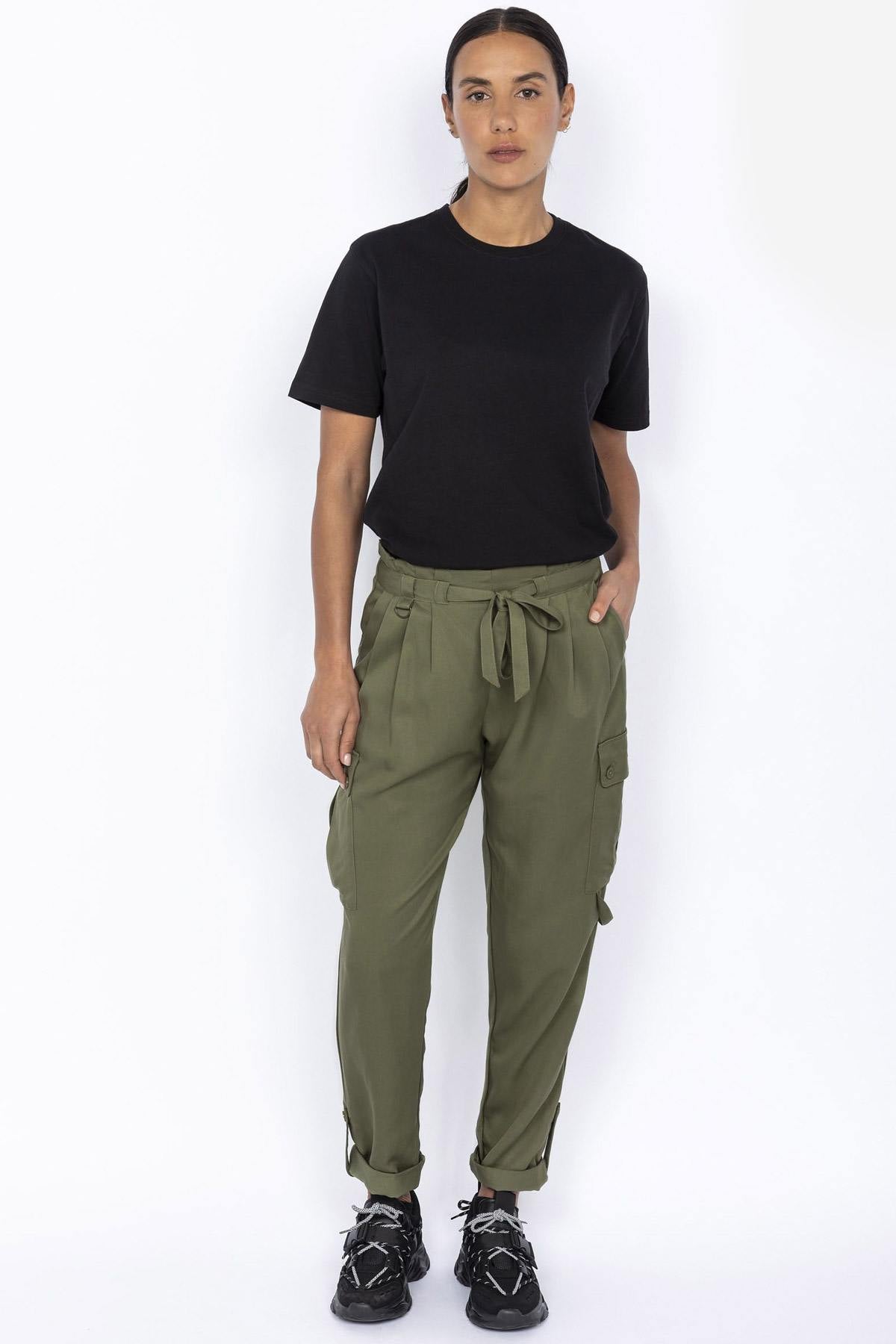 Women's khaki cargo pants - Image n°2