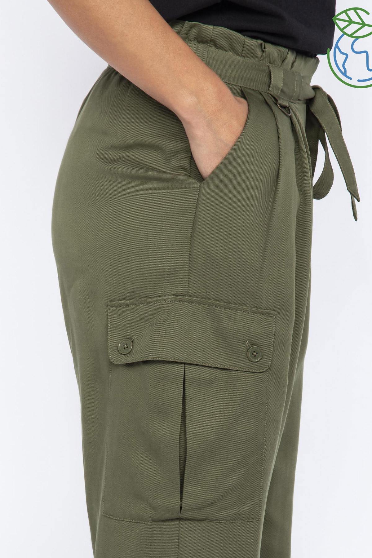 Women's khaki cargo pants - Image n°3