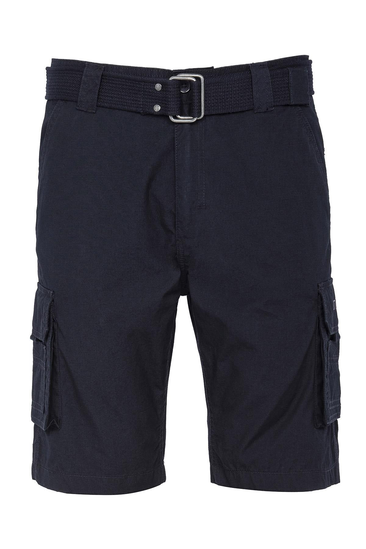 Navy blue cargo military shorts - Image n°1