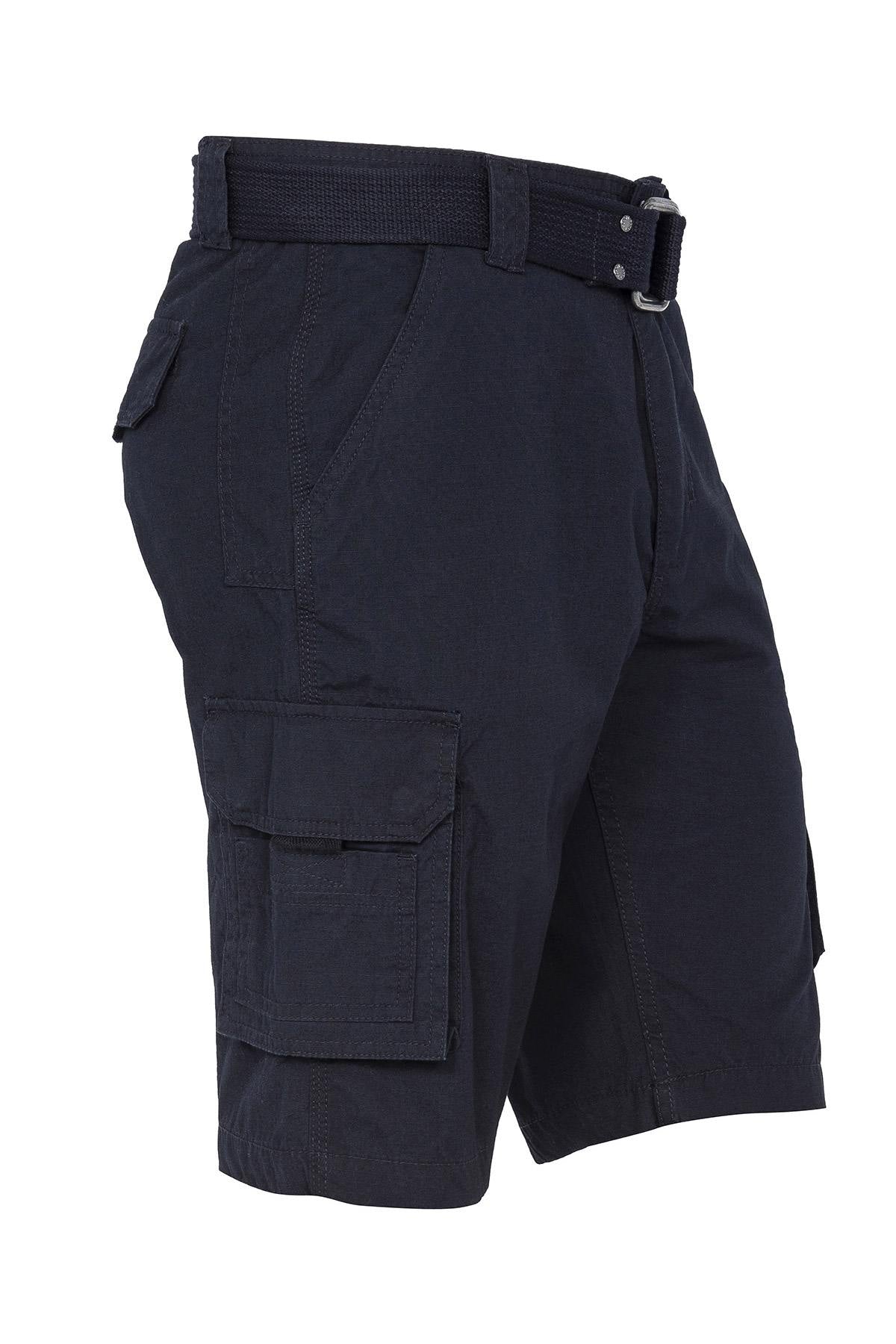 Navy blue cargo military shorts - Image n°4