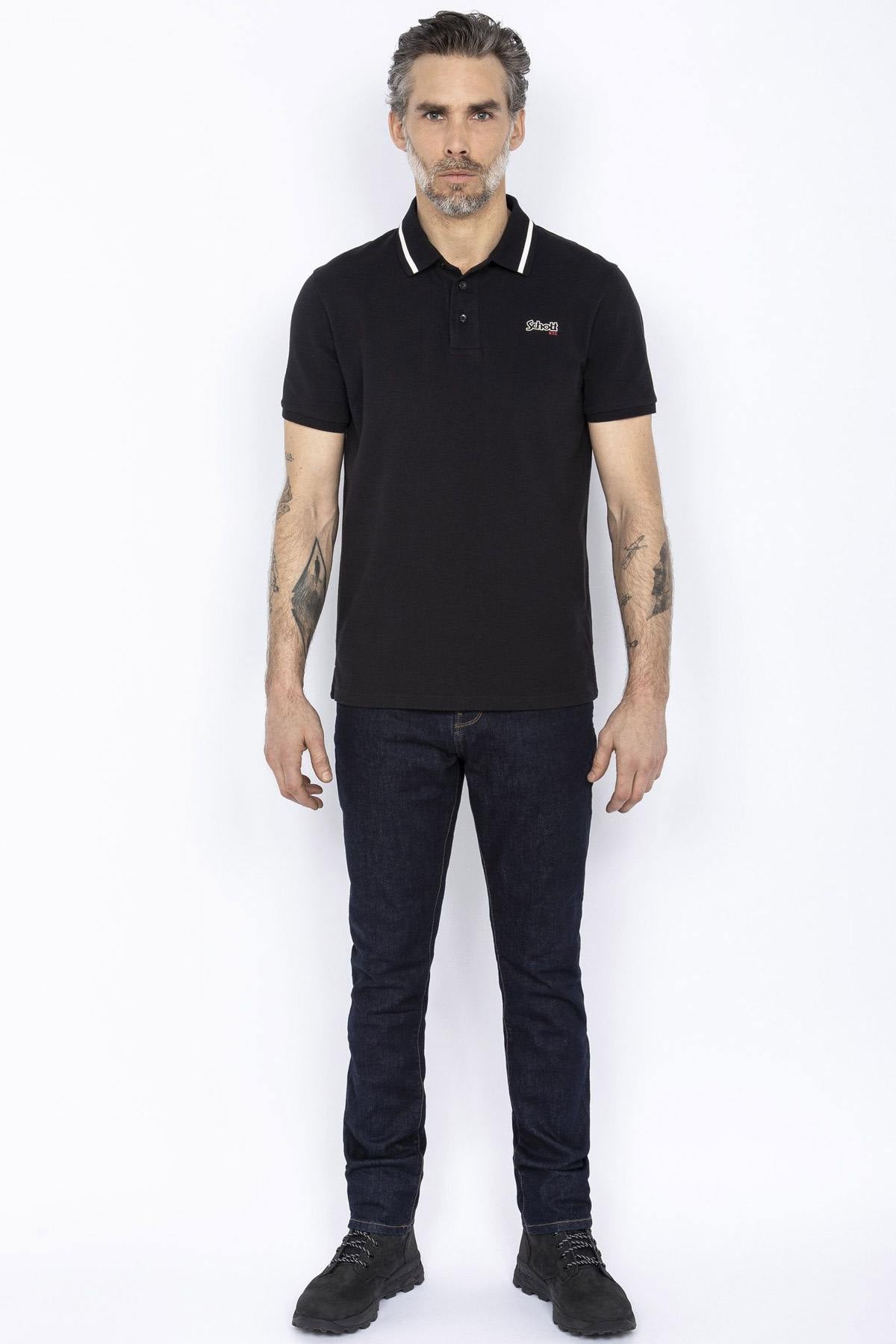 Black cotton polo shirt - Image n°4