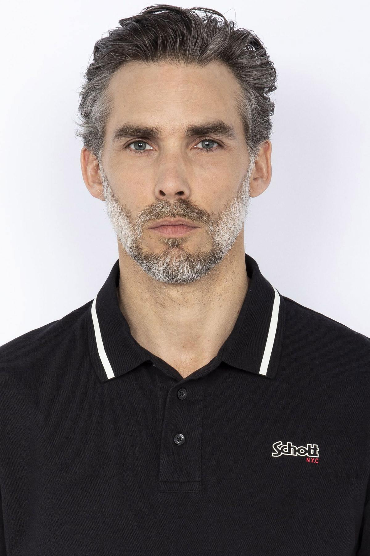 Black cotton polo shirt - Image n°2