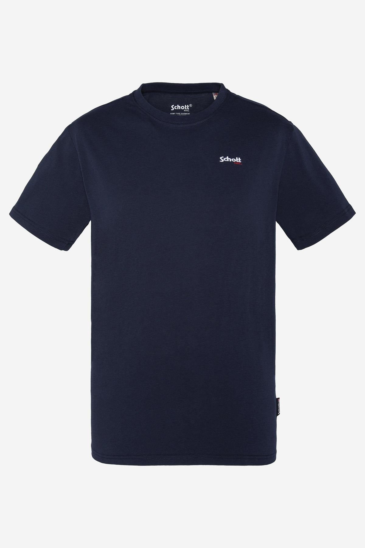 Navy blue embroidered logo T-shirt - Image n°1