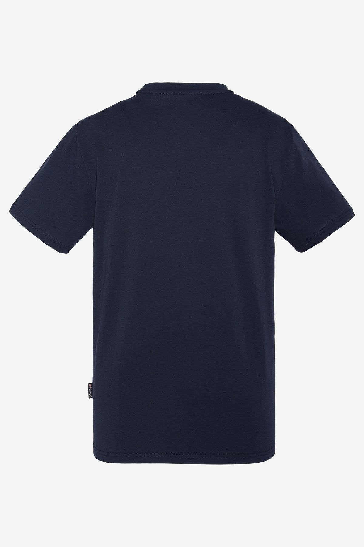 Navy blue embroidered logo T-shirt - Image n°3