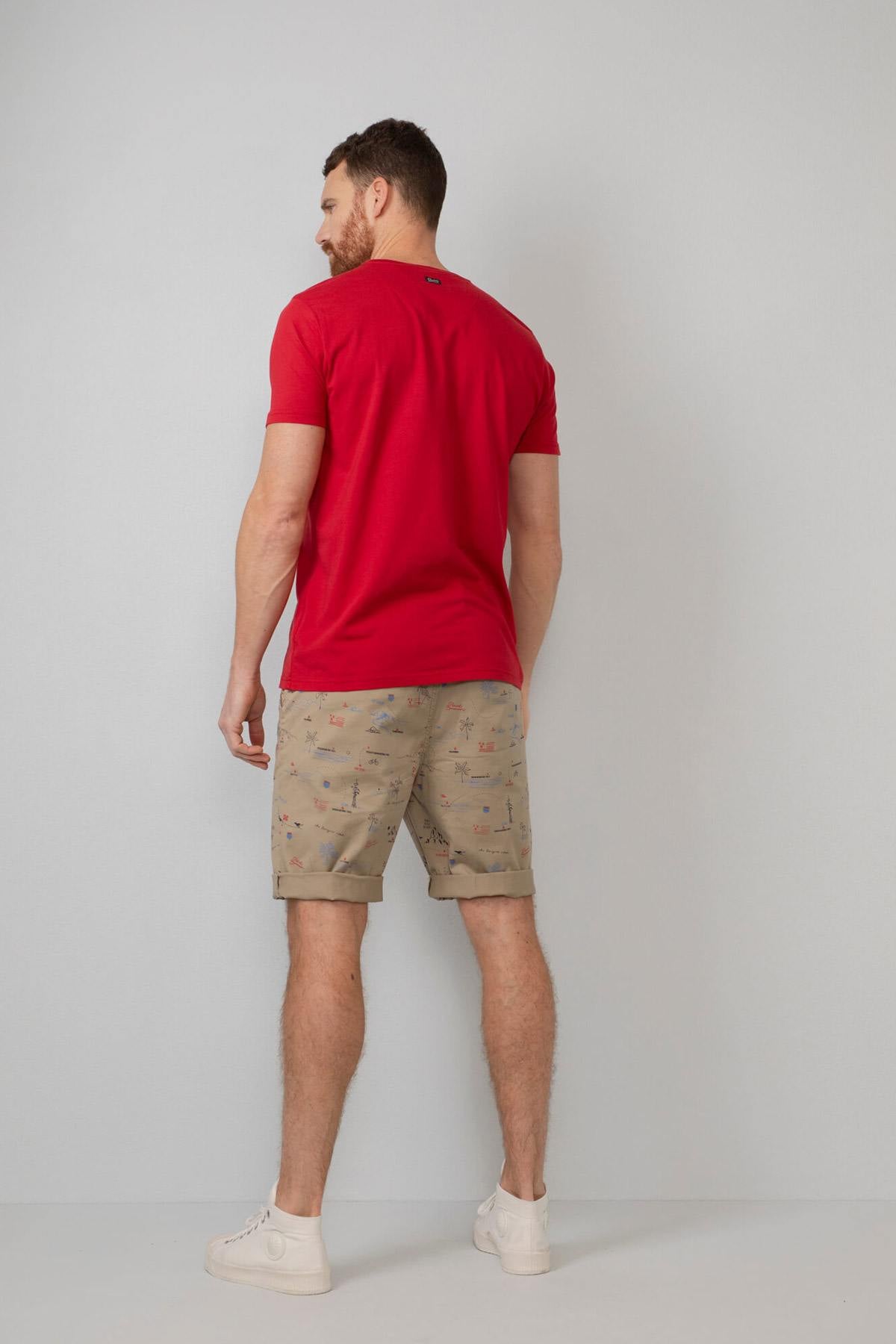 Men's red round neck t-shirt - Image n°3