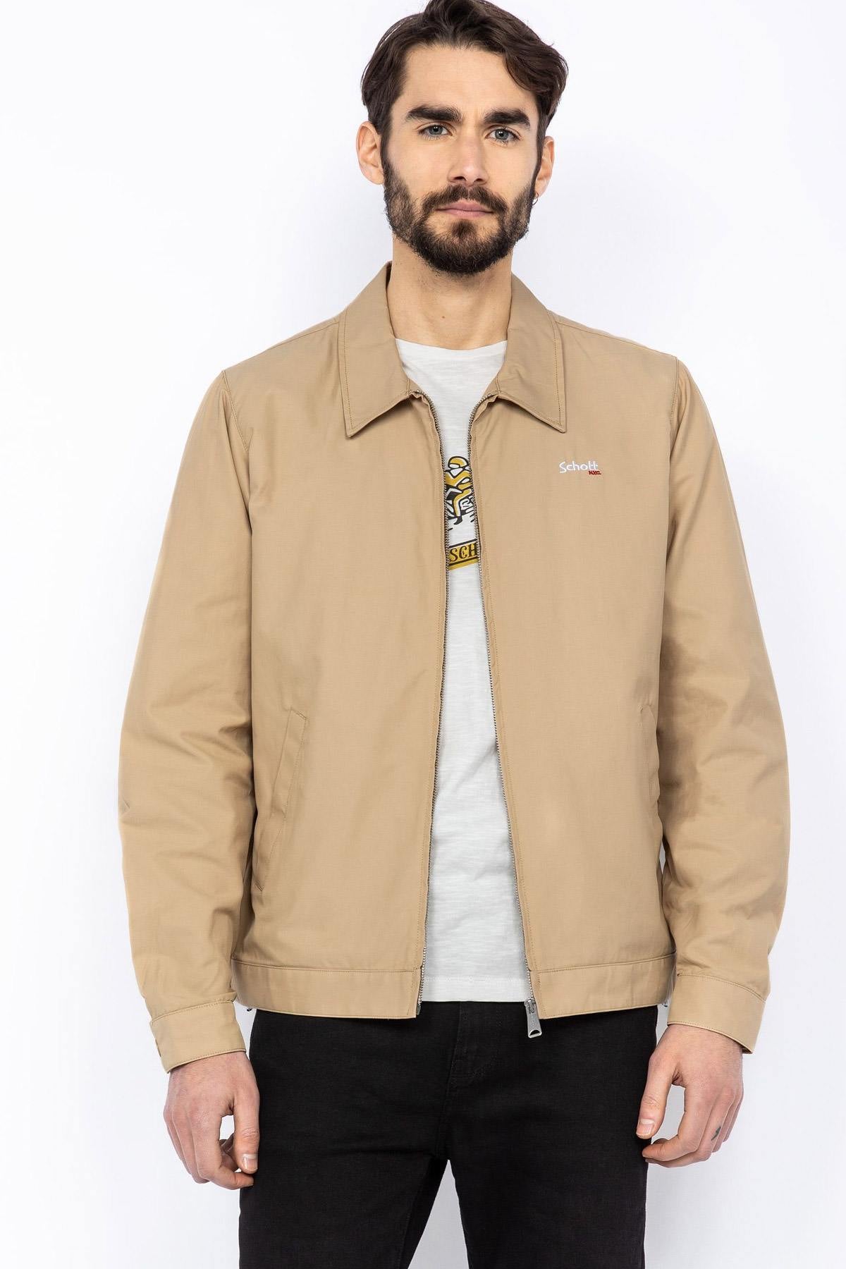 Men's beige mid-season jacket - Image n°1