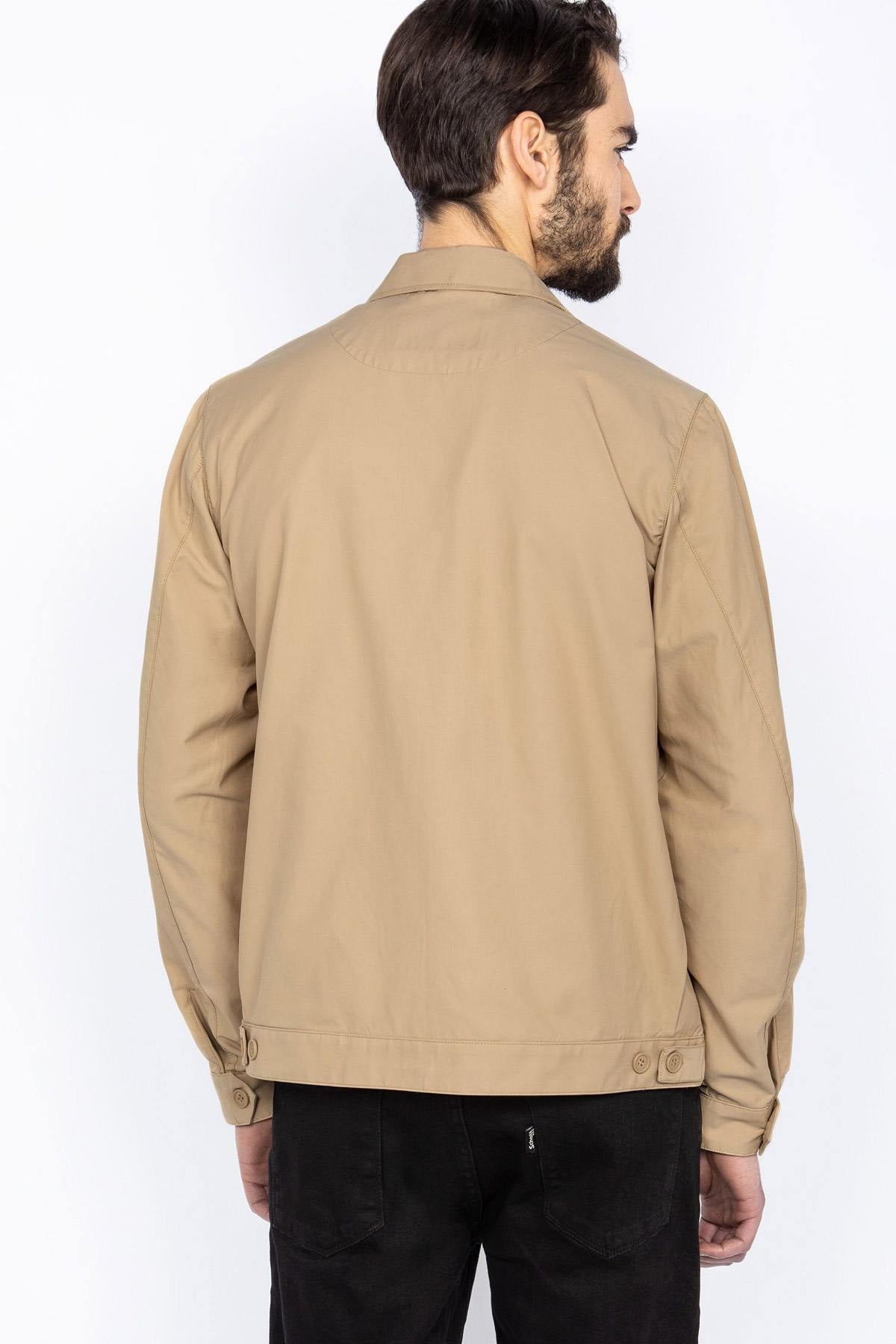 Men's beige mid-season jacket - Image n°4