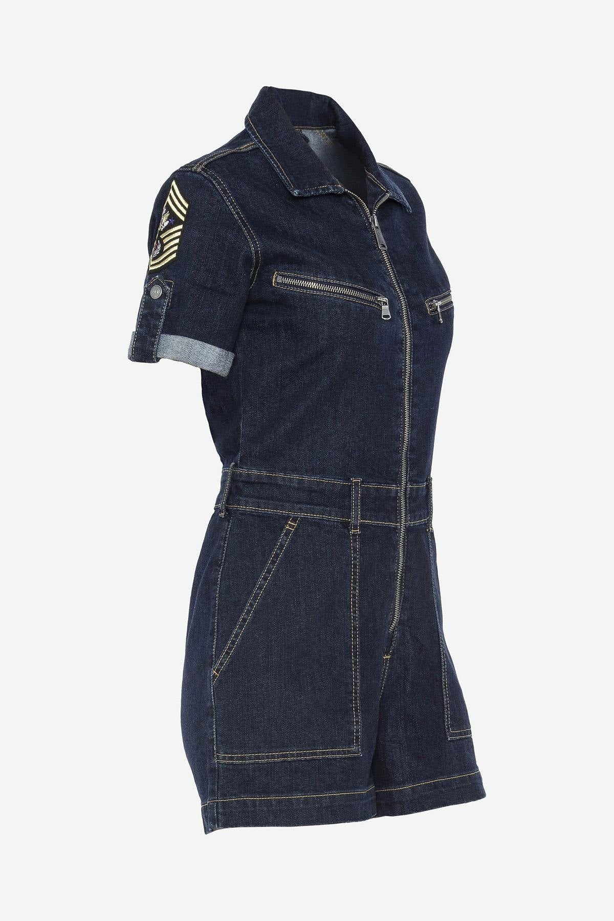 Denim short jumpsuit - Image n°1