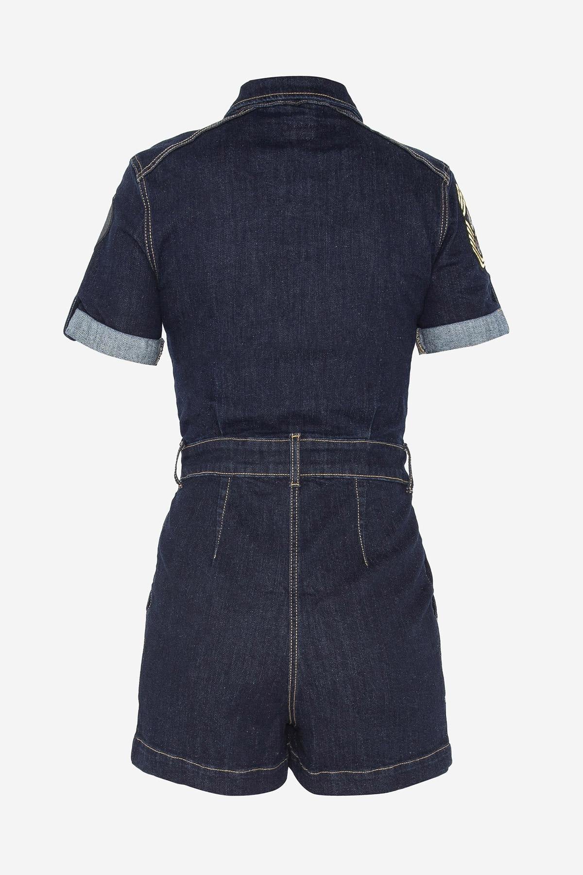 Denim short jumpsuit - Image n°3