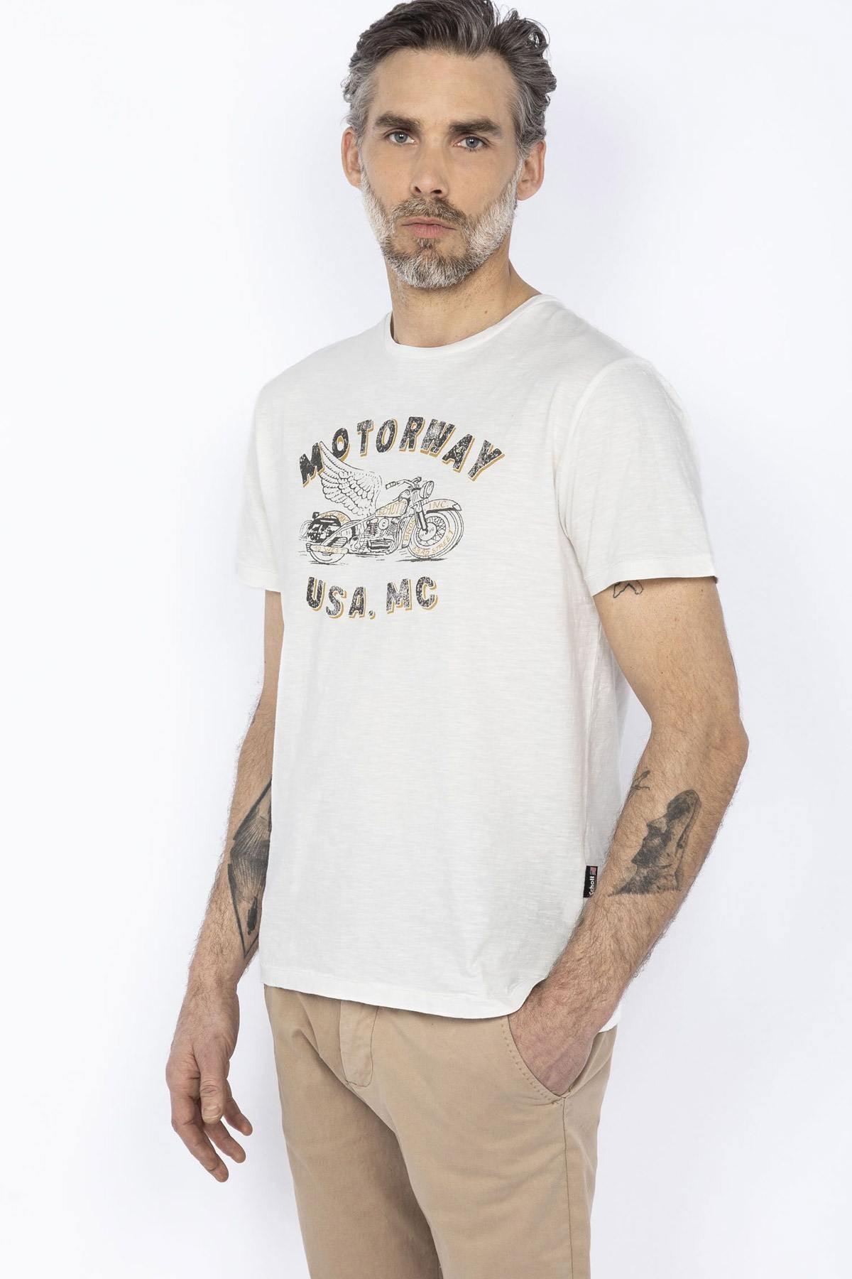 White biker style t-shirt - Image n°1