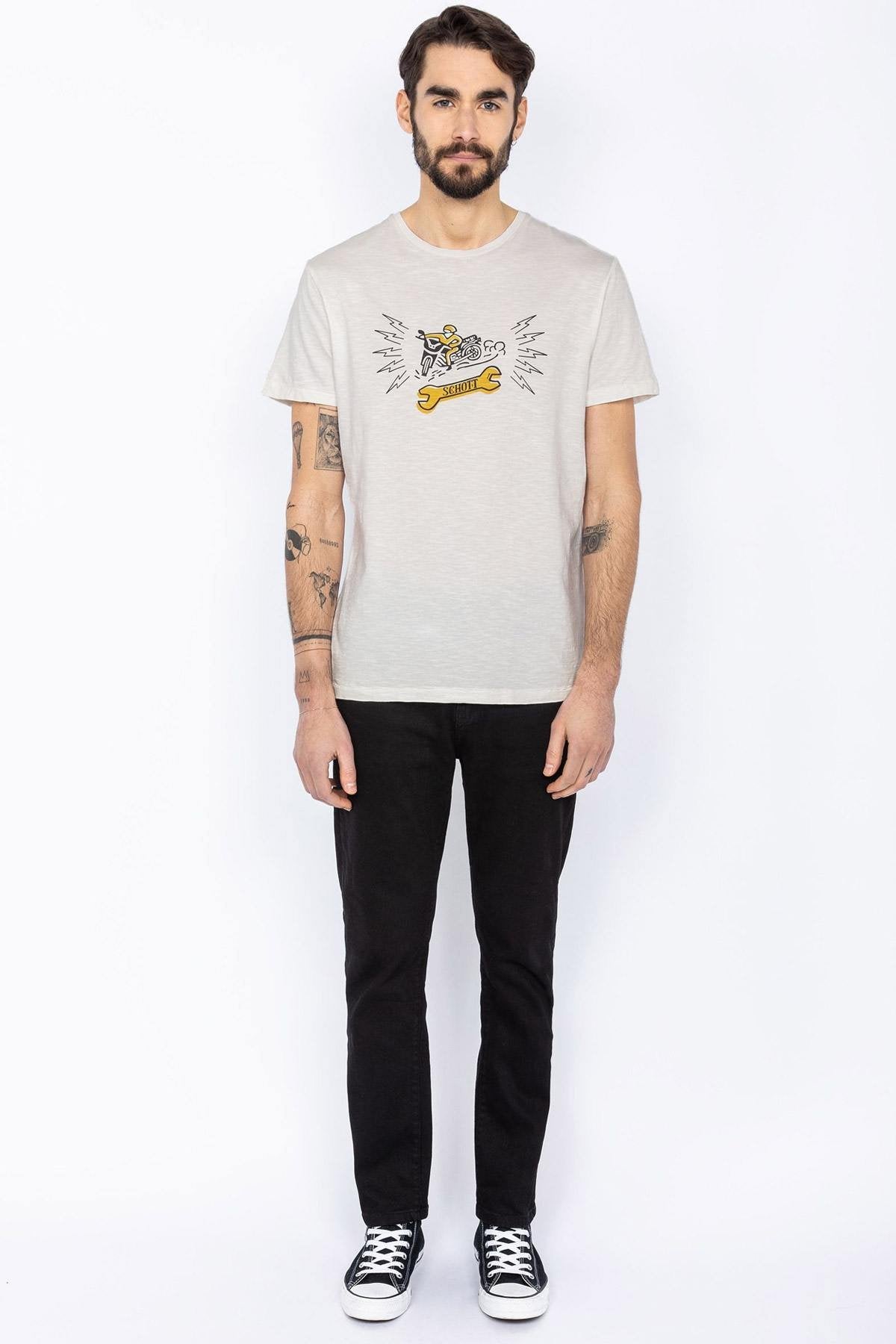 Biker print cotton T-shirt - Image n°3