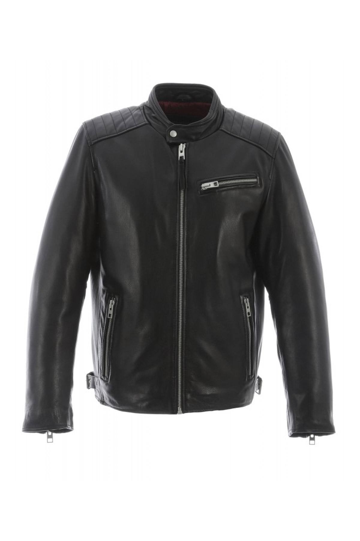 Black cowhide biker style jacket - Image n°8