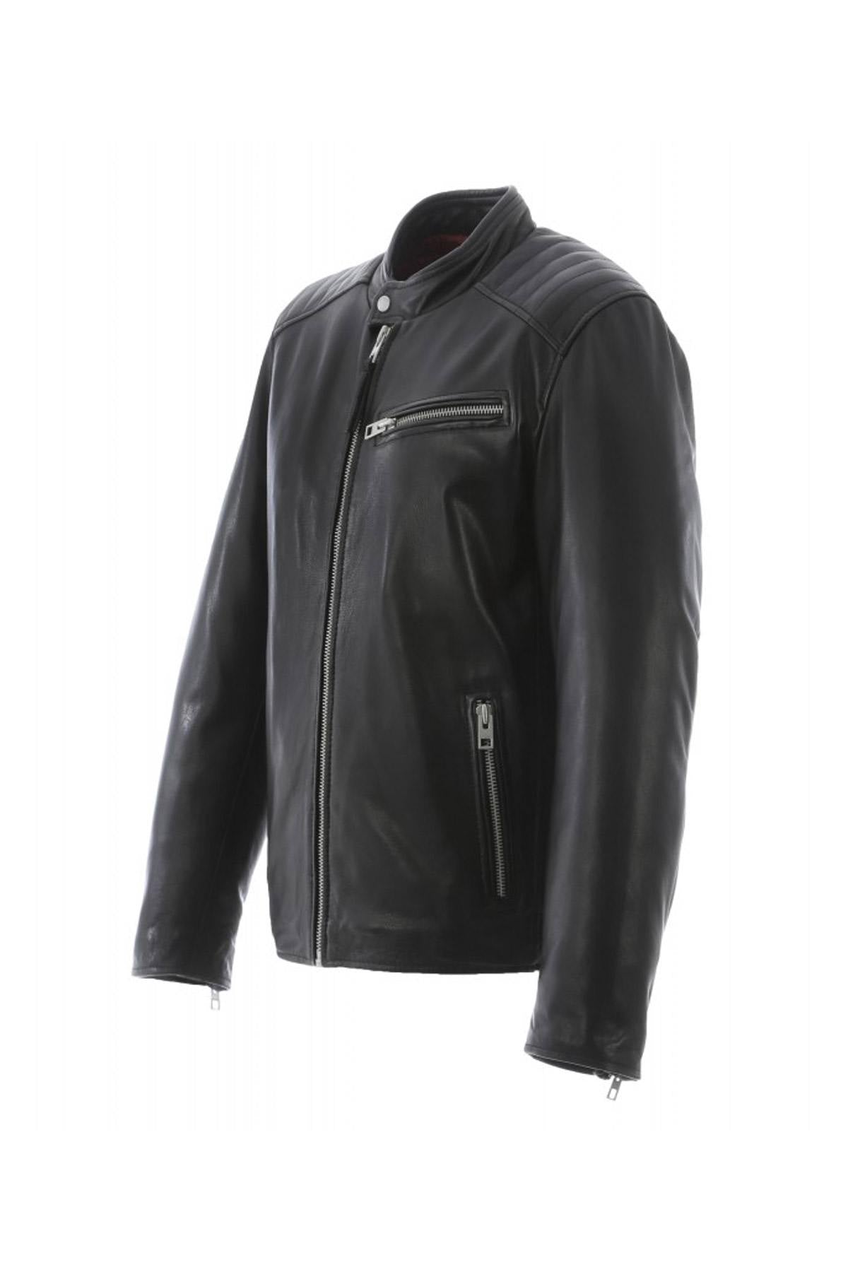 Black cowhide biker style jacket - Image n°9