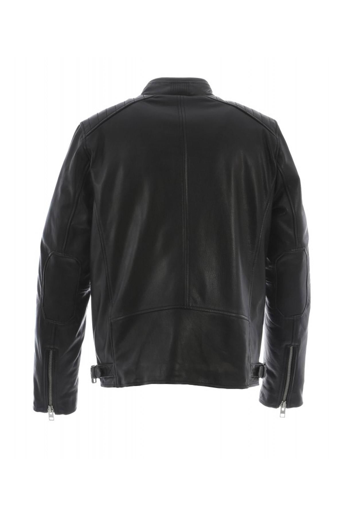 Black cowhide biker style jacket - Image n°10