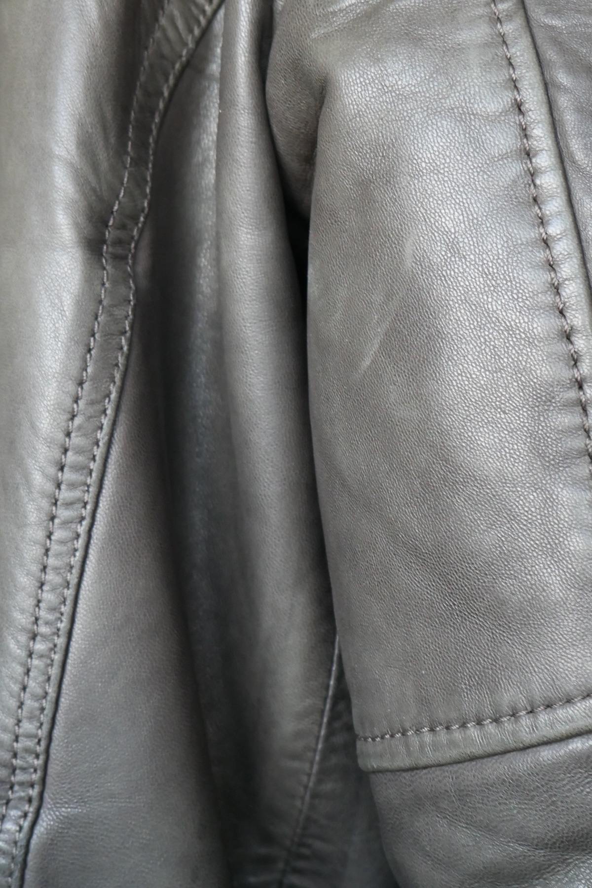 Men's khaki leather jacket - Image n°5