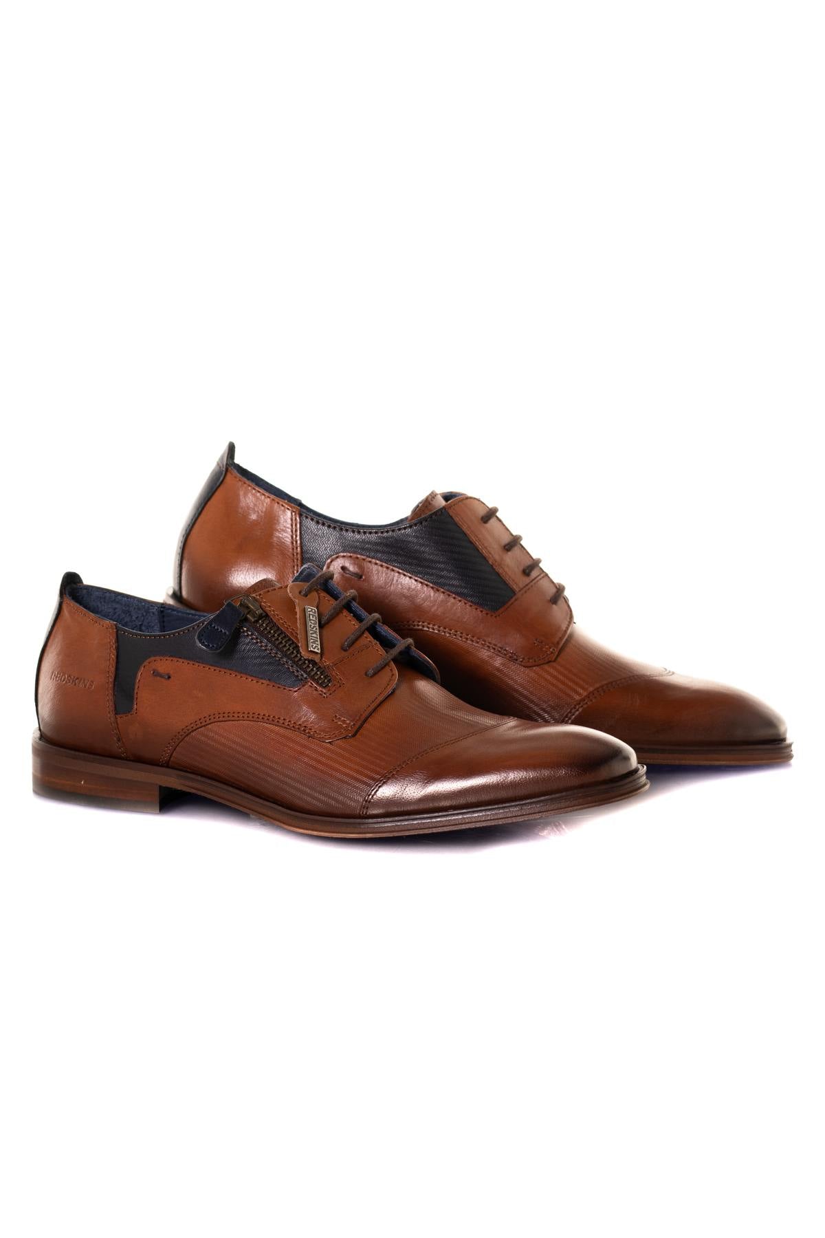 Men's cognac leather derbies - Image n°2