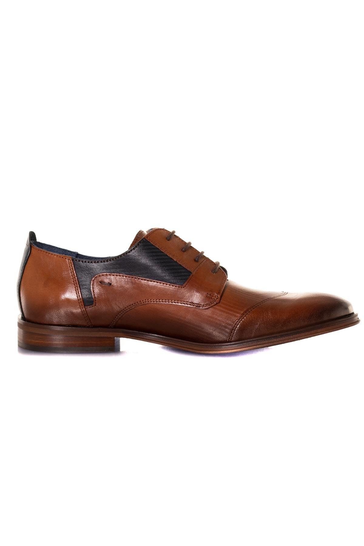 Men's cognac leather derbies - Image n°3