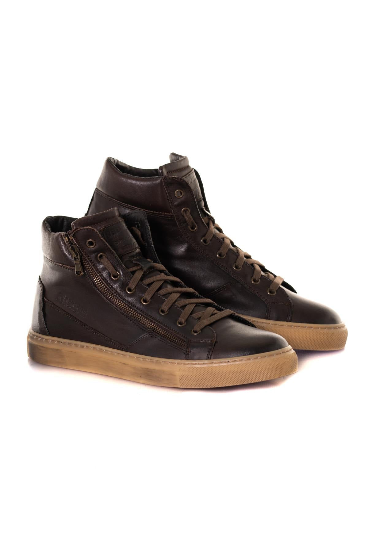 Men's brown leather ankle boots - Image n°2