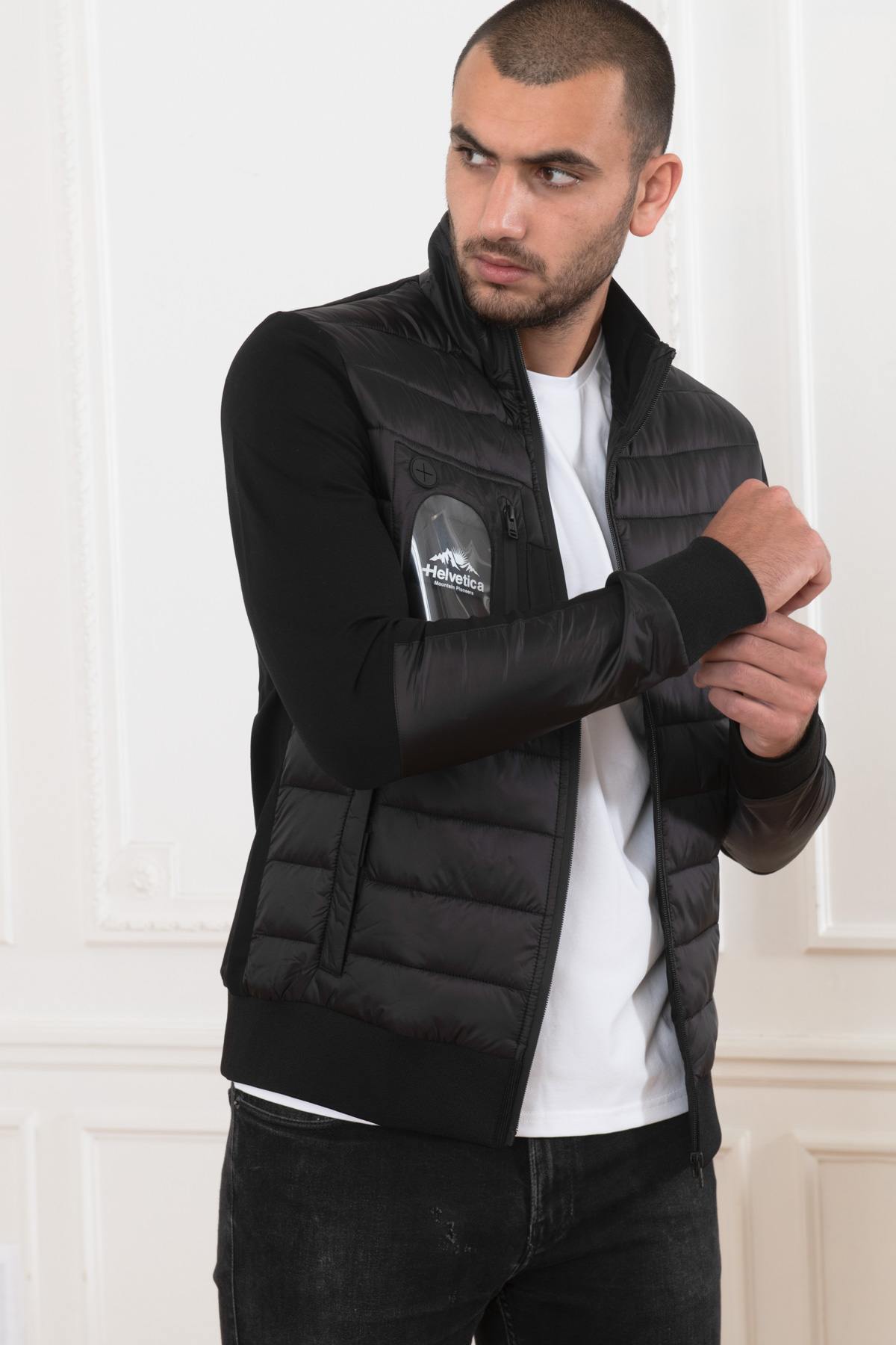 Bi-material textile sportswear jacket - Image n°1