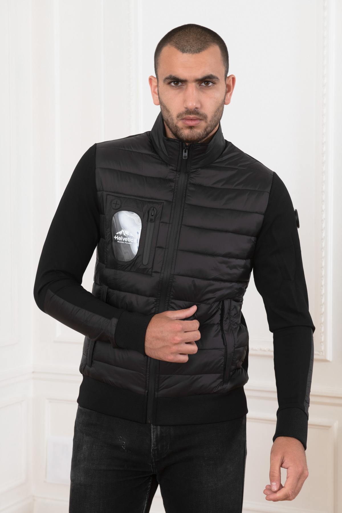 Bi-material textile sportswear jacket - Image n°4