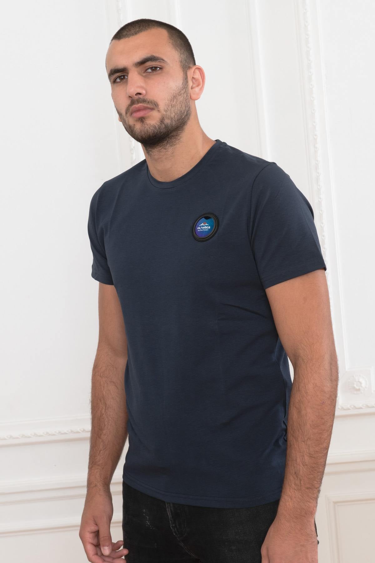 Navy blue fitted t-shirt - Image n°1