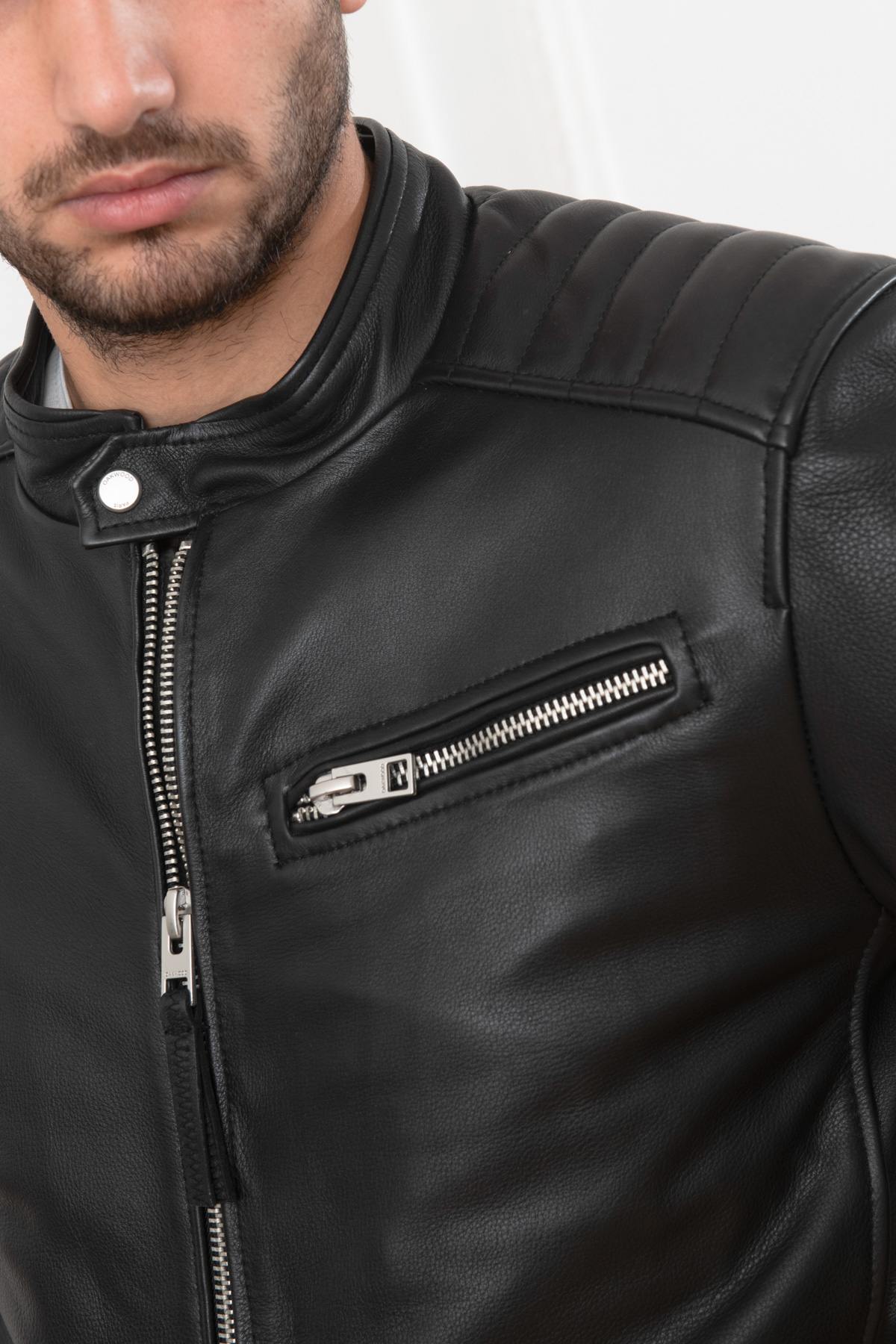 Black cowhide biker style jacket - Image n°7