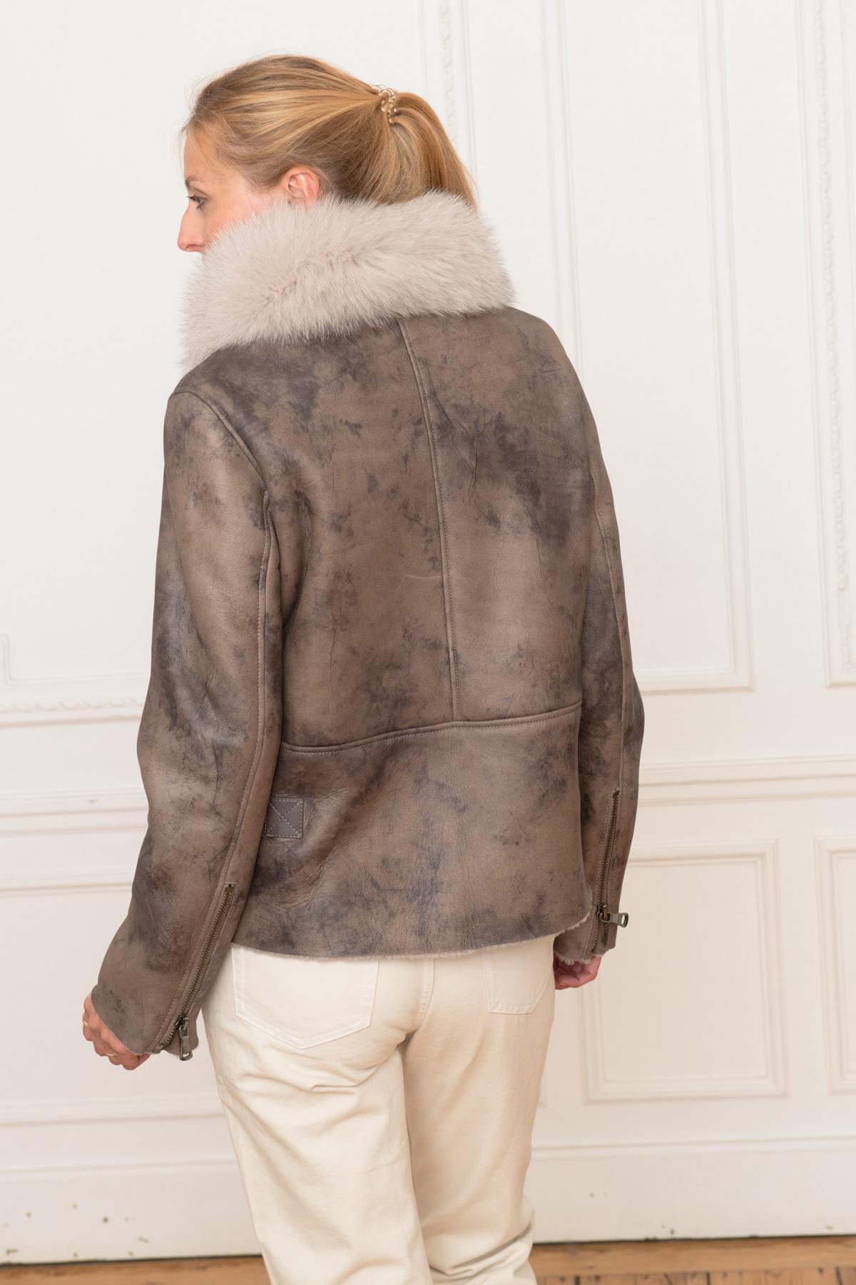  Fox collar sheepskin jacket - Image n°5