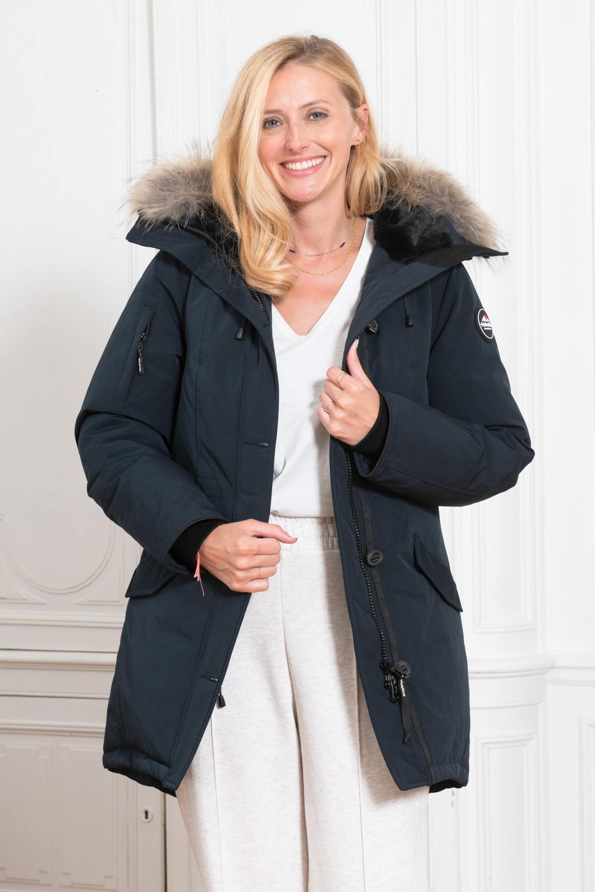 Women's fleece parka with fur - Image n°3