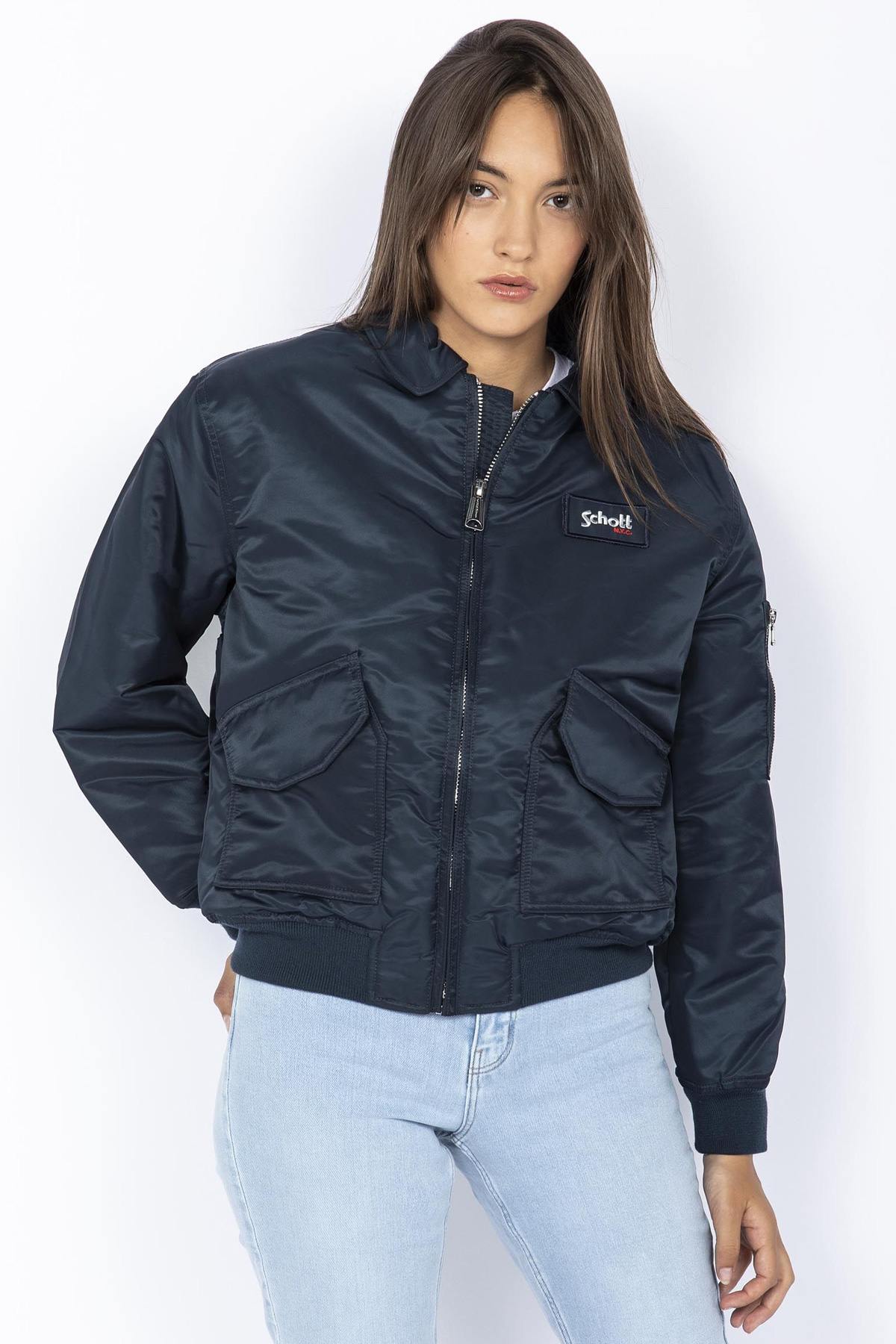 Retro 90's navy blue bomber jacket - Image n°1