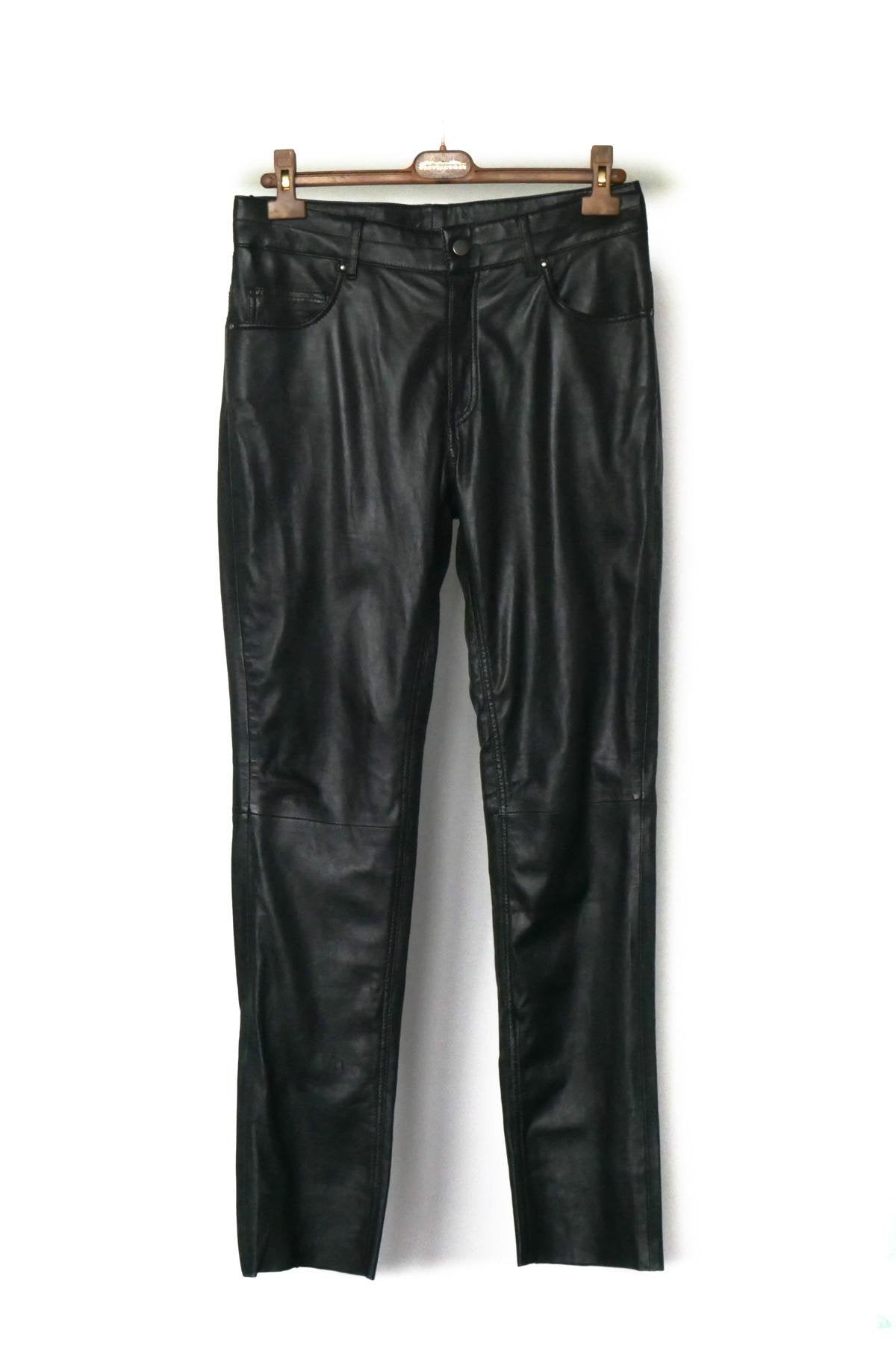 Men's black leather pants - Image n°1