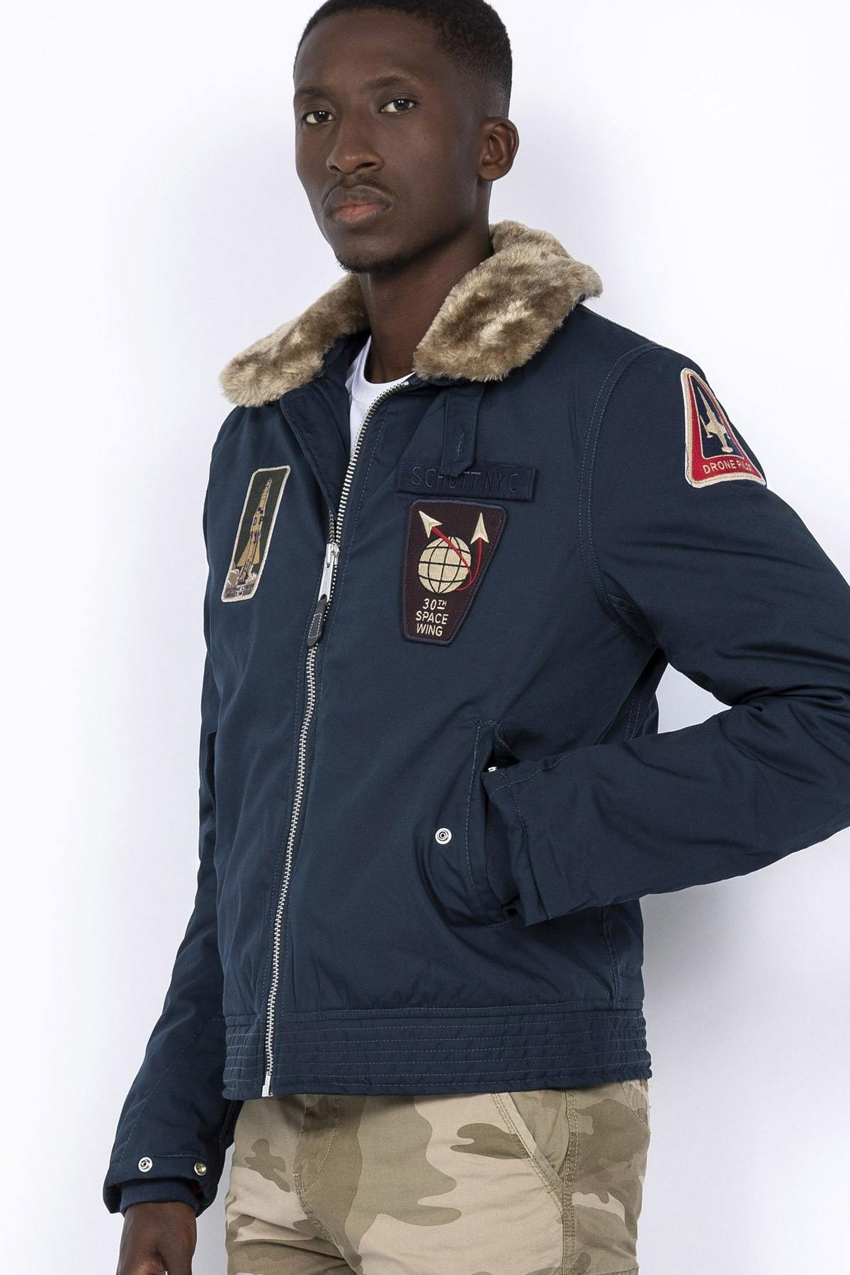 Military jacket with removable collar - Image n°1