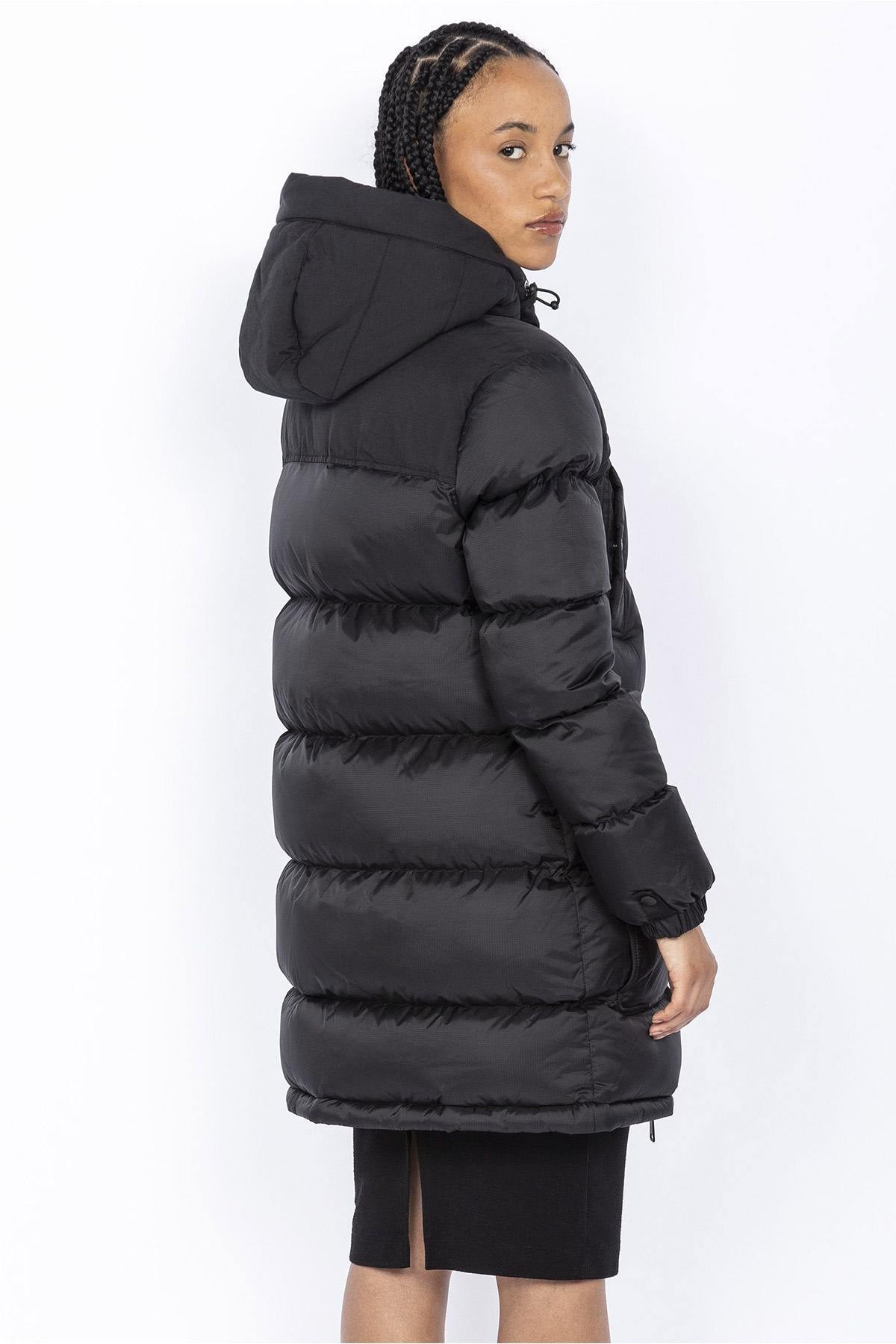 Women's long hooded down jacket - Image n°4