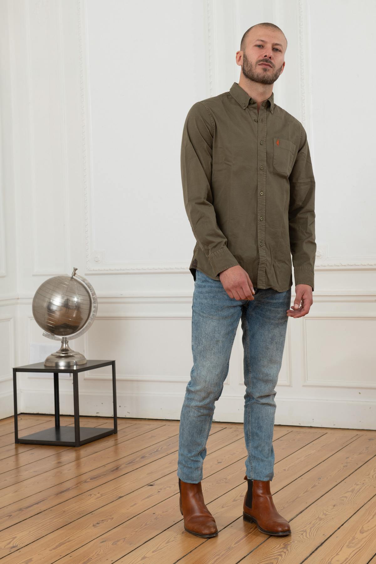 Men's khaki green shirt - Image n°2