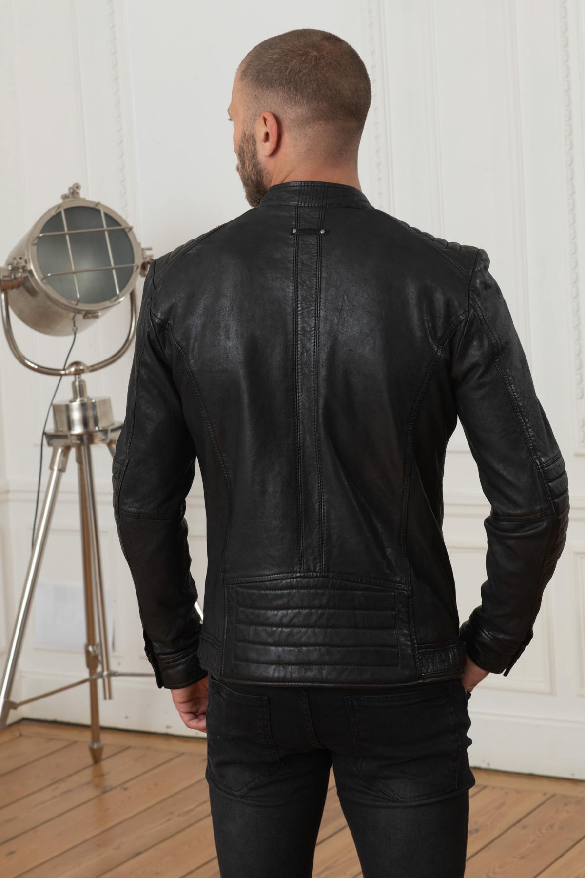 Black genuine leather jacket - Image n°5