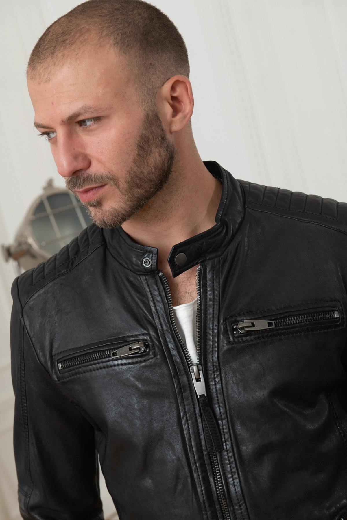 Black genuine leather jacket - Image n°2