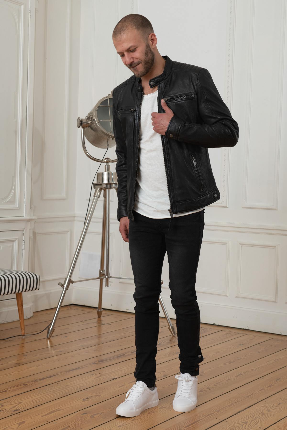 Black genuine leather jacket - Image n°8