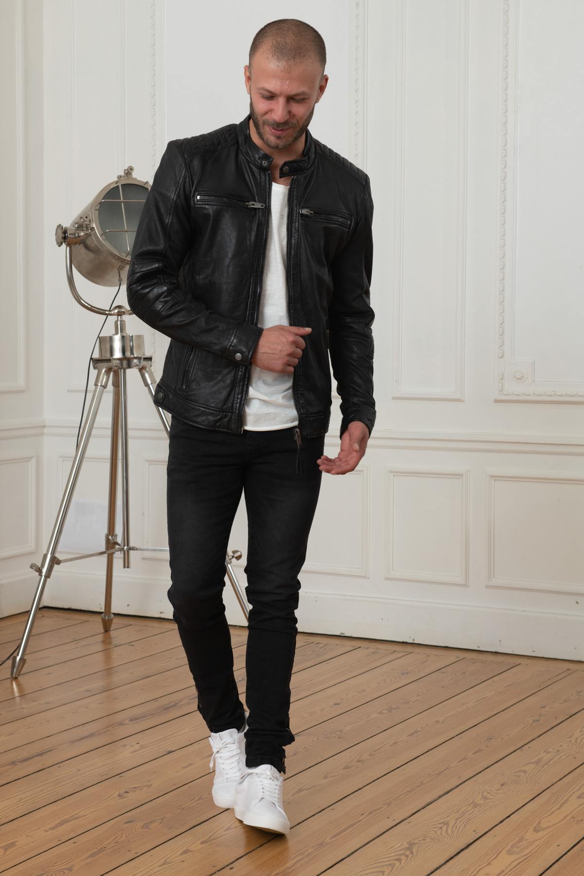 Black genuine leather jacket - Image n°4