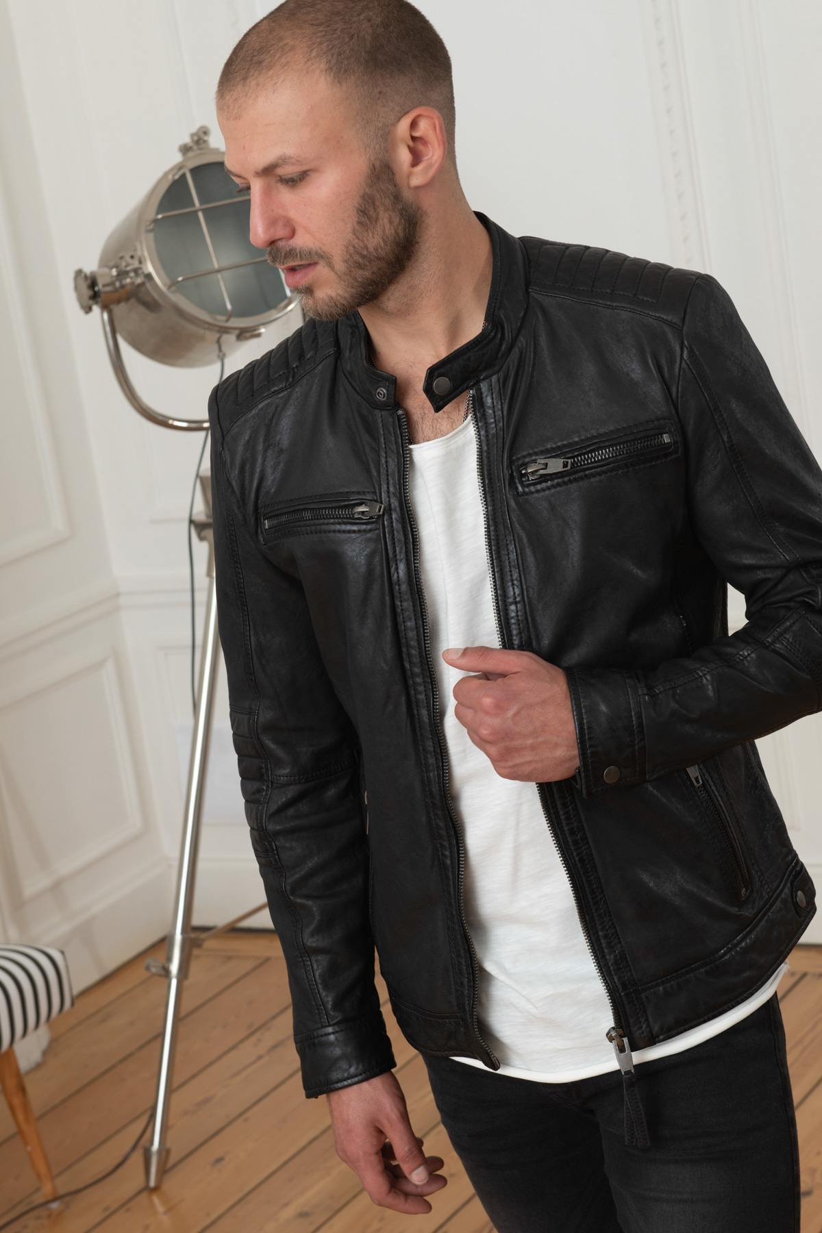 Black genuine leather jacket - Image n°7