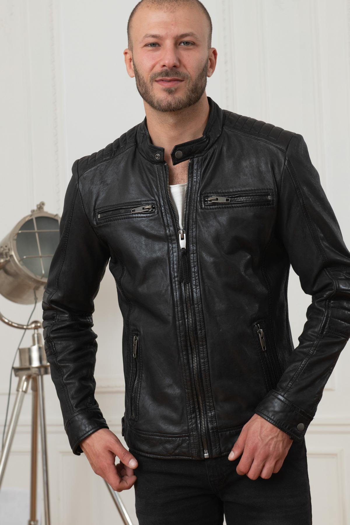 Black genuine leather jacket - Image n°9