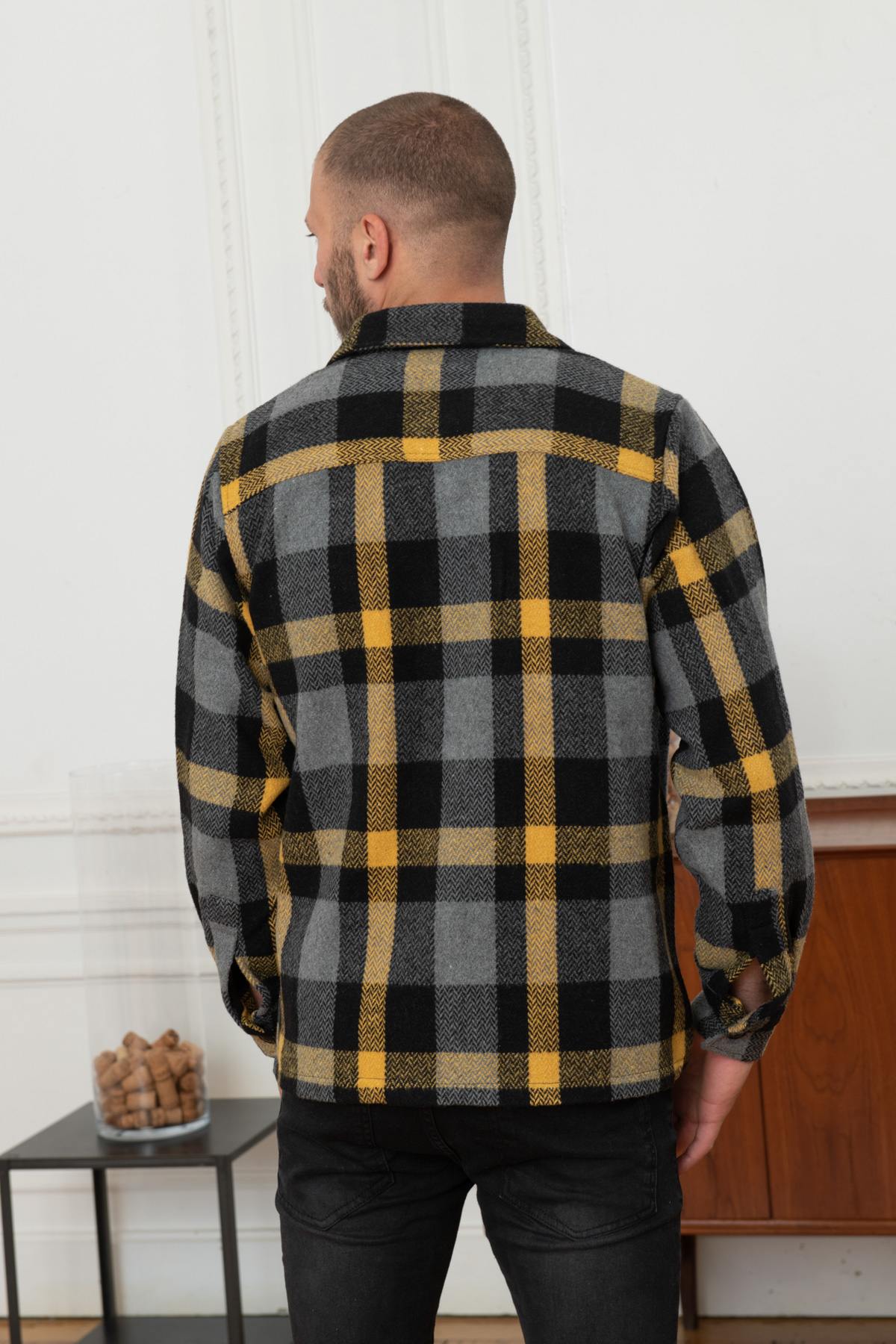 Thick black and yellow overshirt - Image n°5